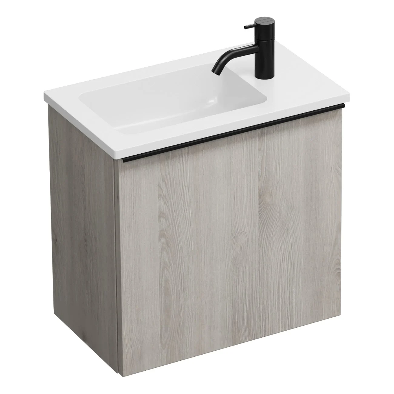 burgbad Eqio Waschtischkombination mit Mineralguss-Waschtisch, 52 cm, mit Griffleiste G0252
