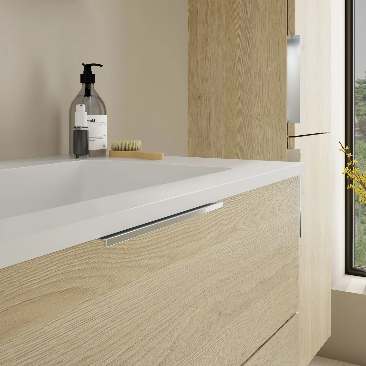 burgbad Eqio Waschtischkombination mit Mineralguss-Waschtisch, 92 cm, mit Griff G0146 Bild 2