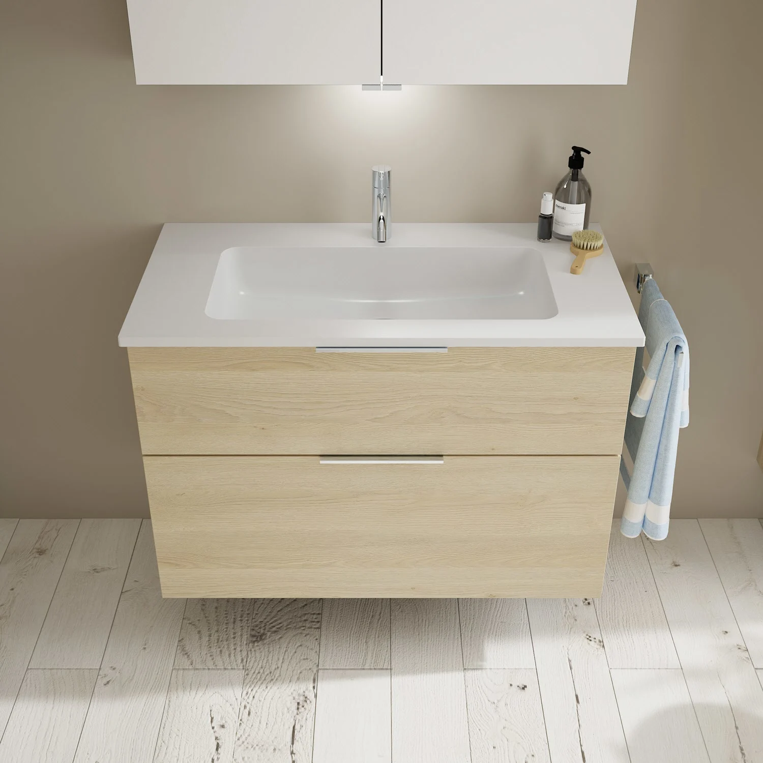 burgbad Eqio Waschtischkombination mit Mineralguss-Waschtisch, 92 cm, mit Griff G0146 Bild 6