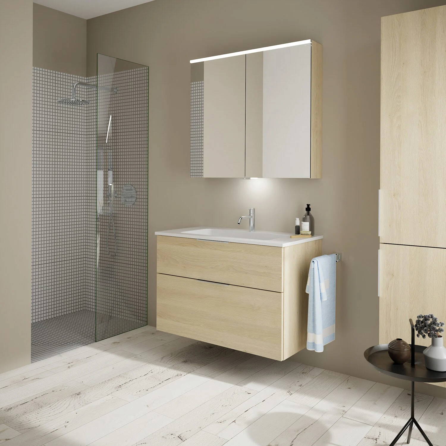burgbad Eqio Waschtischkombination mit Mineralguss-Waschtisch, 92 cm, mit Griff G0146 Bild 7