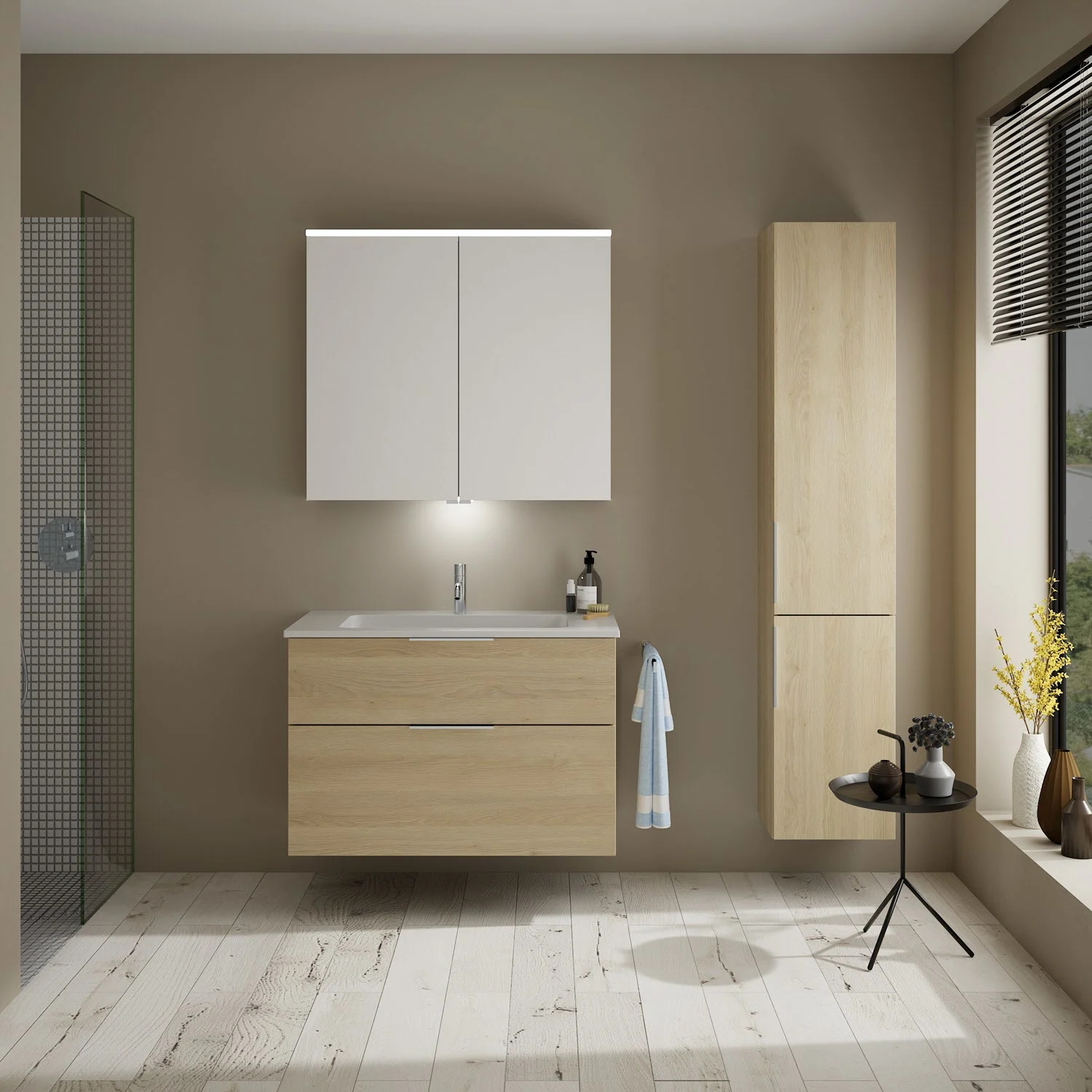 burgbad Eqio Waschtischkombination mit Mineralguss-Waschtisch, 92 cm, mit Griff G0146 Bild 9