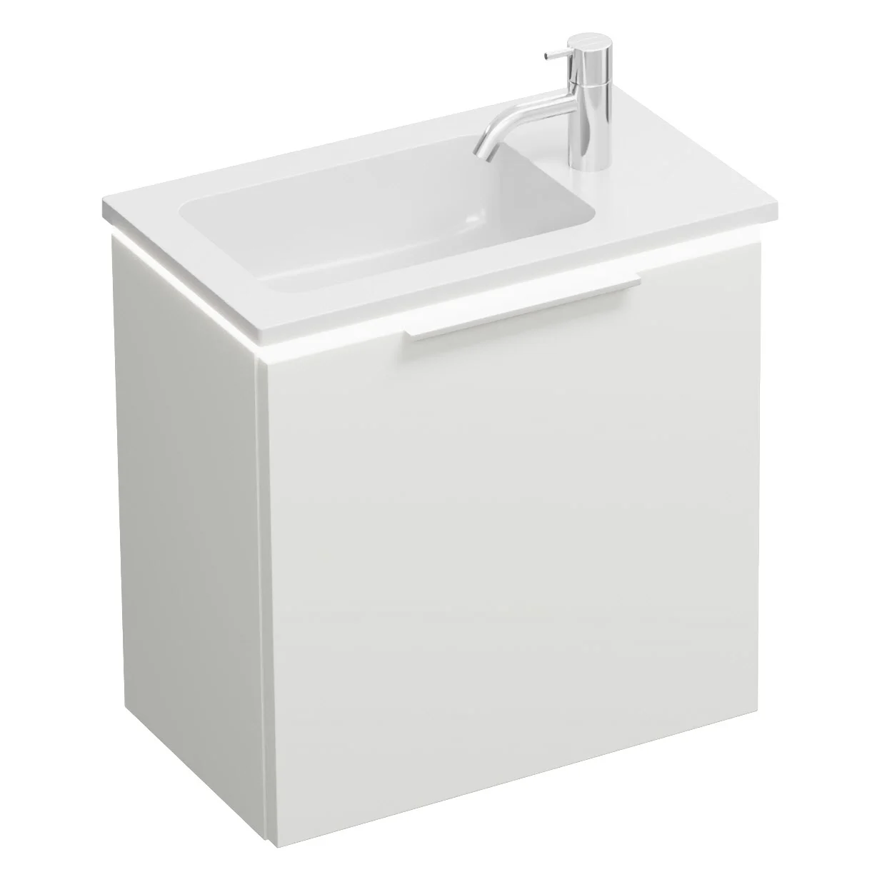 burgbad Eqio Waschtischkombination mit Mineralguss-Waschtisch und LED-Beleuchtung, 52 cm, mit Griff G0146