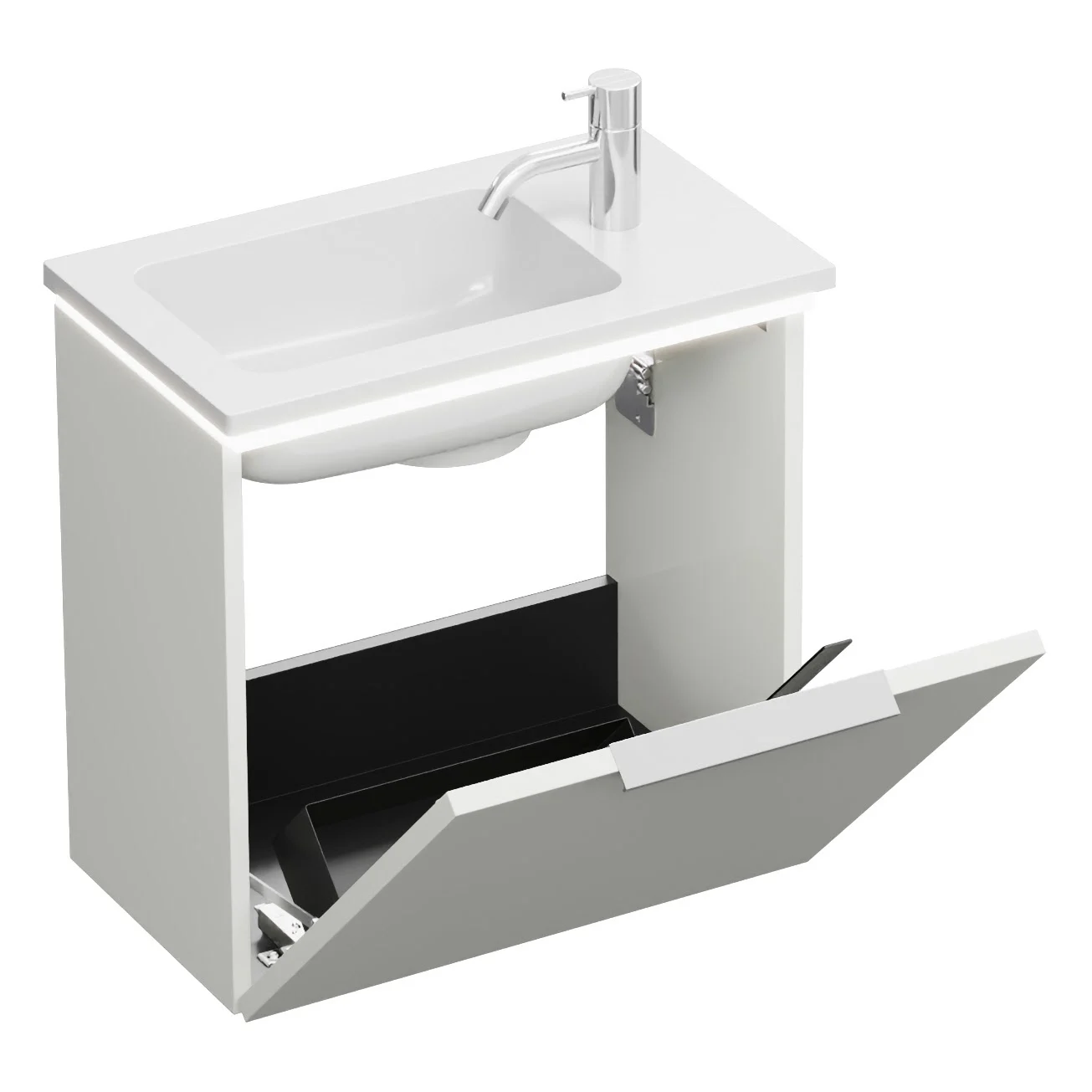 burgbad Eqio Waschtischkombination mit Mineralguss-Waschtisch und LED-Beleuchtung, 52 cm, mit Griff G0146 Bild 5