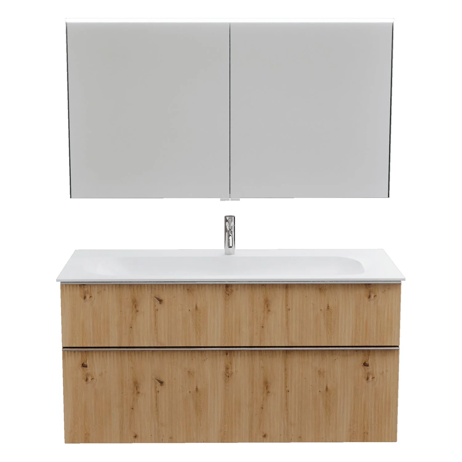 burgbad Fiumo 2.0 Badmöbelset 122 cm mit Waschtisch mit Unterschrank mit Griff G0146 und Spiegelschrank Bild 2