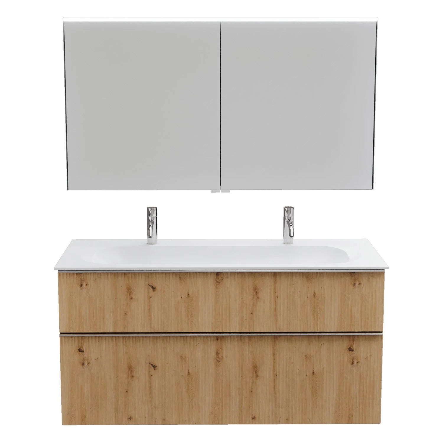 burgbad Fiumo 2.0 Badmöbelset 122 cm mit Waschtisch mit Unterschrank mit Griff G0146 und Spiegelschrank Bild 2