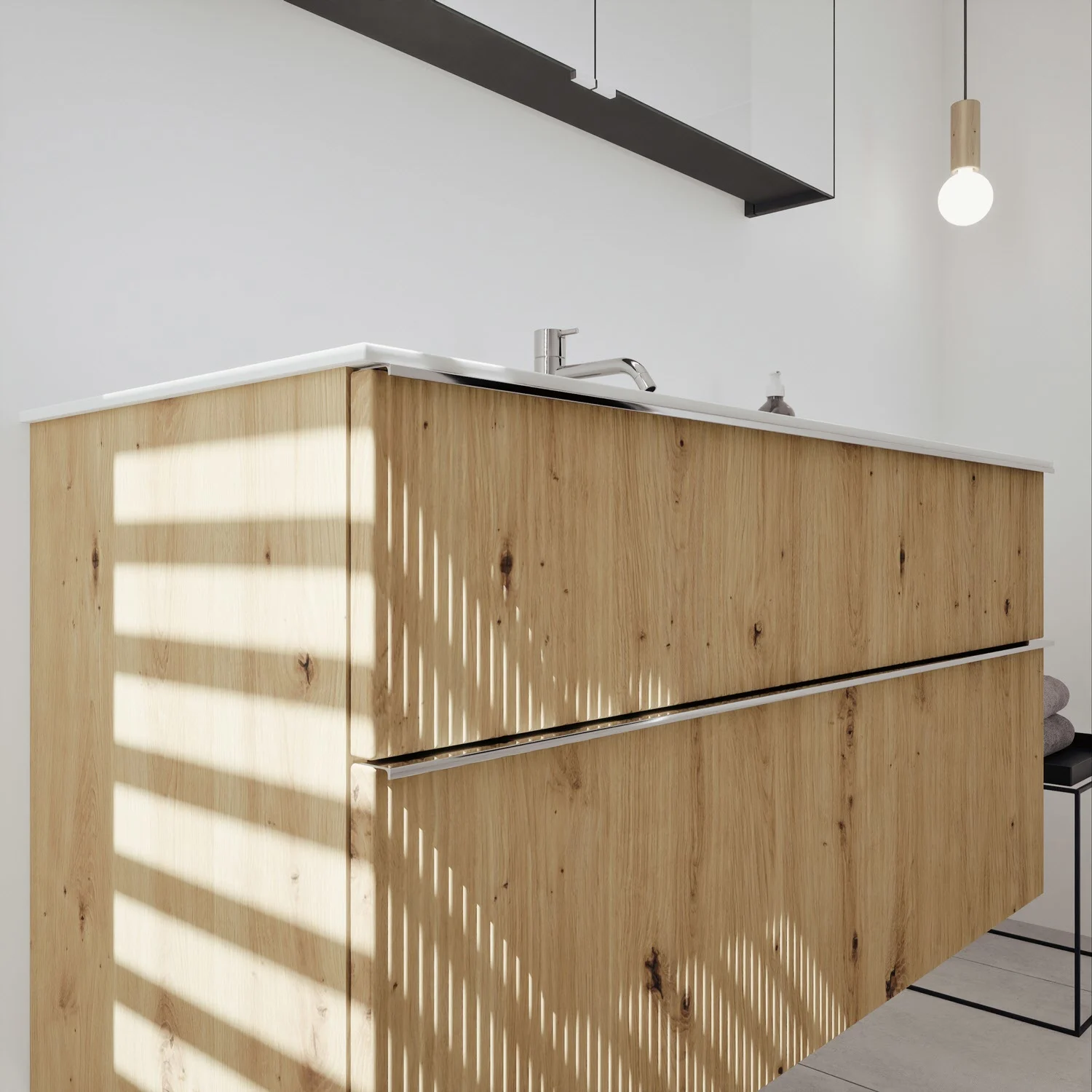 burgbad Fiumo 2.0 Badmöbelset 122 cm mit Waschtisch mit Unterschrank mit Griff G0146 und Spiegelschrank Bild 3