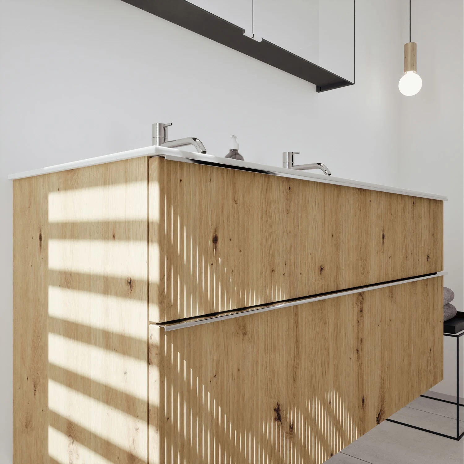burgbad Fiumo 2.0 Badmöbelset 122 cm mit Waschtisch mit Unterschrank mit Griff G0146 und Spiegelschrank Bild 3