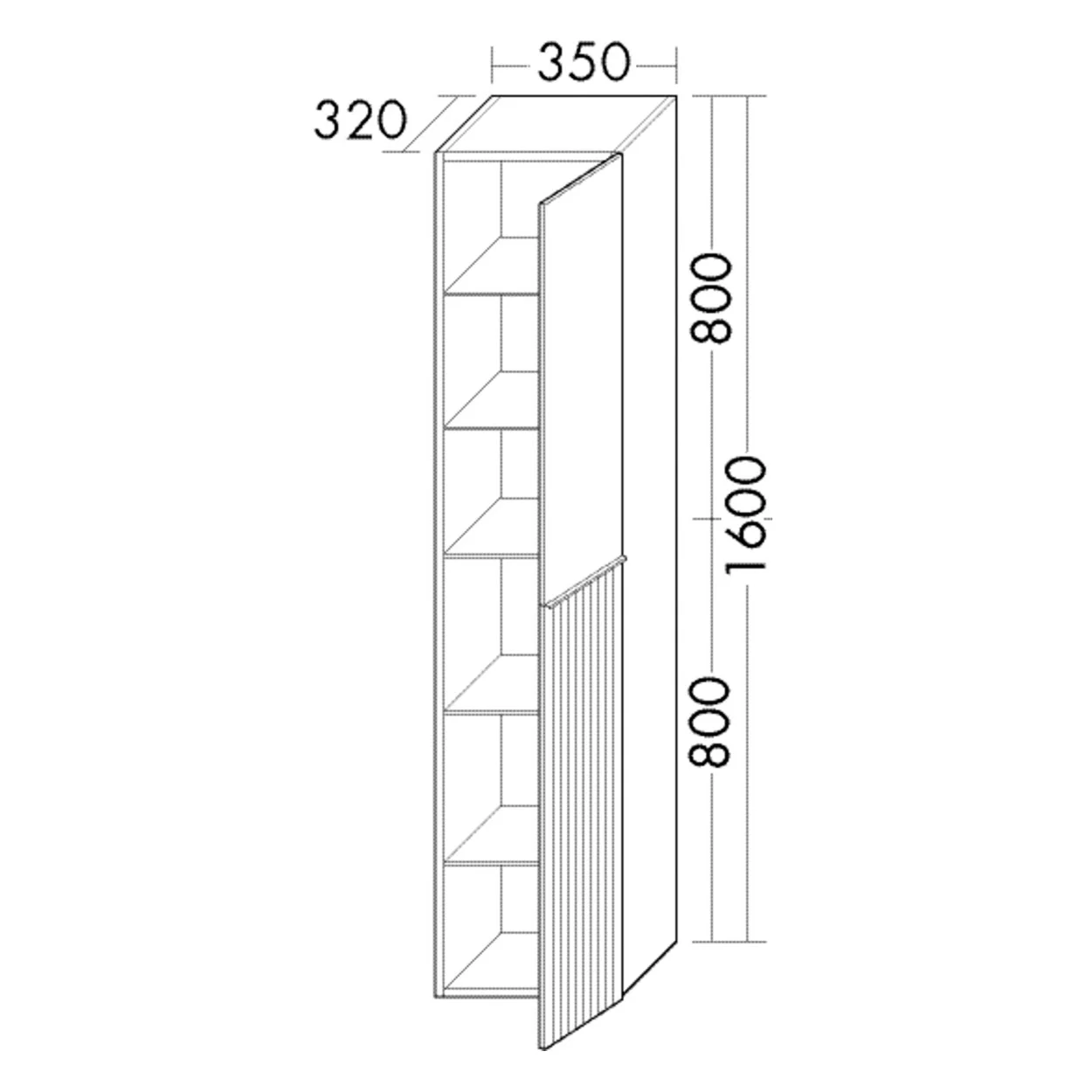 burgbad Fiumo 2.0 Hochschrank 35 x 32 x 160 cm mit Griff G0146 Bild 5