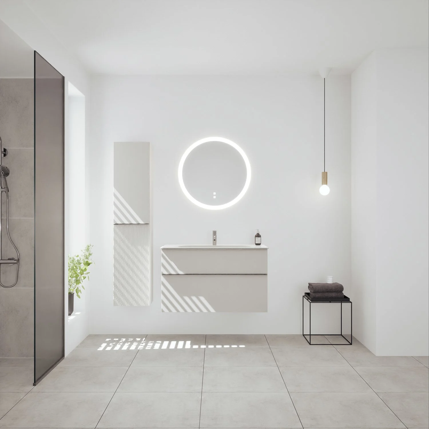 burgbad Fiumo 2.0 – okrągłe lustro o średnicy 75 cm z oświetleniem LED i ogrzewaniem lustra Zdjęcie 5