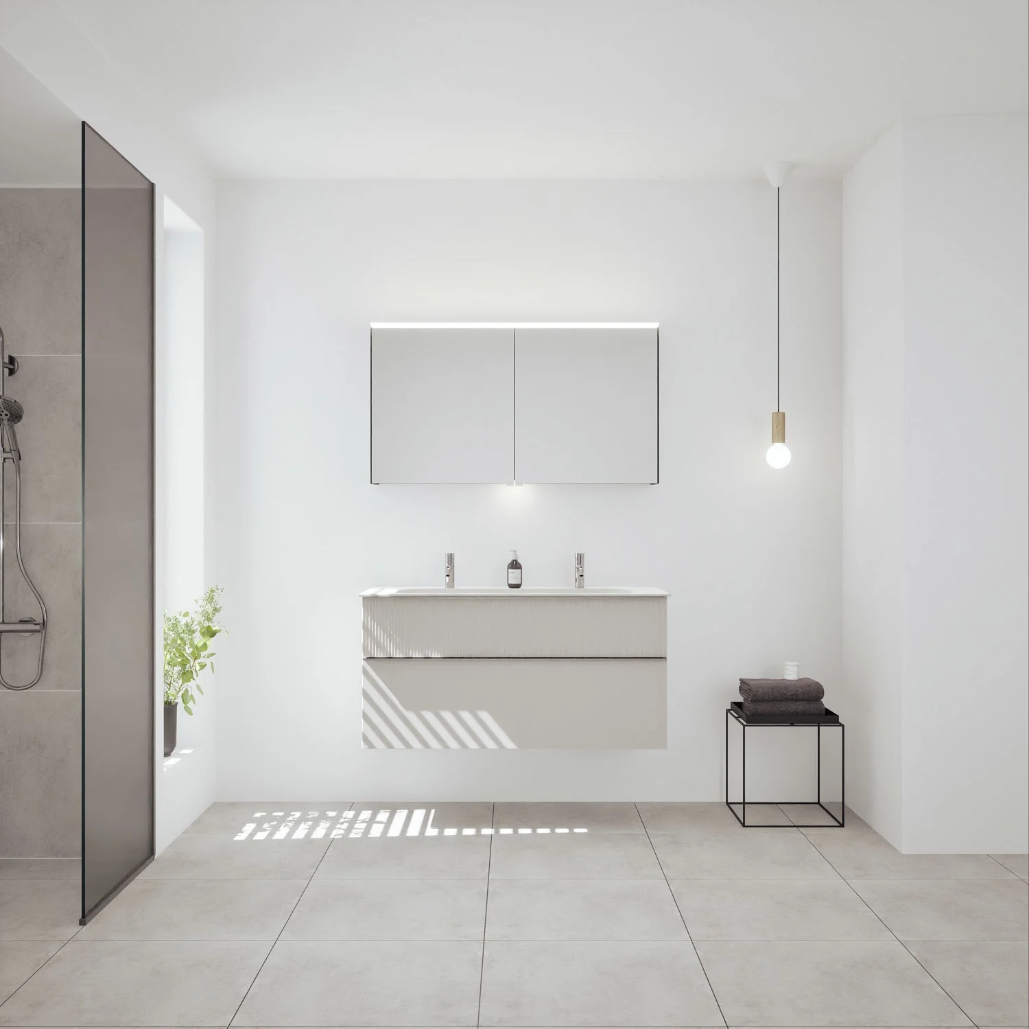 burgbad Fiumo 2.0 Spiegelschrank 120,6 cm mit LED-Aufsatzleuchte und Waschplatzbeleuchtung, 2 Spiegeltüren Bild 6