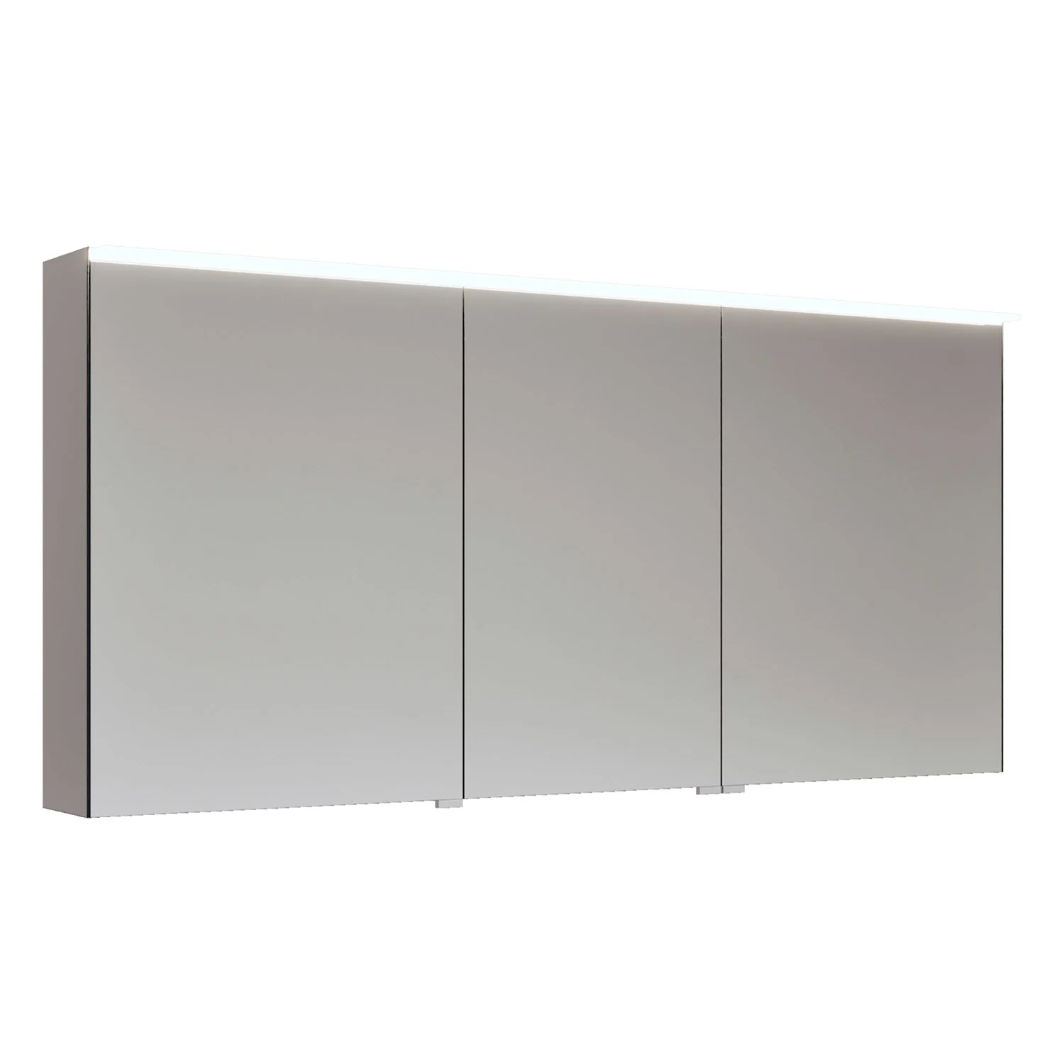 burgbad Fiumo 2.0 Szafka łazienkowa z lustrem 140,6 cm z lampką LED do montażu nad szafką, 3 drzwi lustrzane