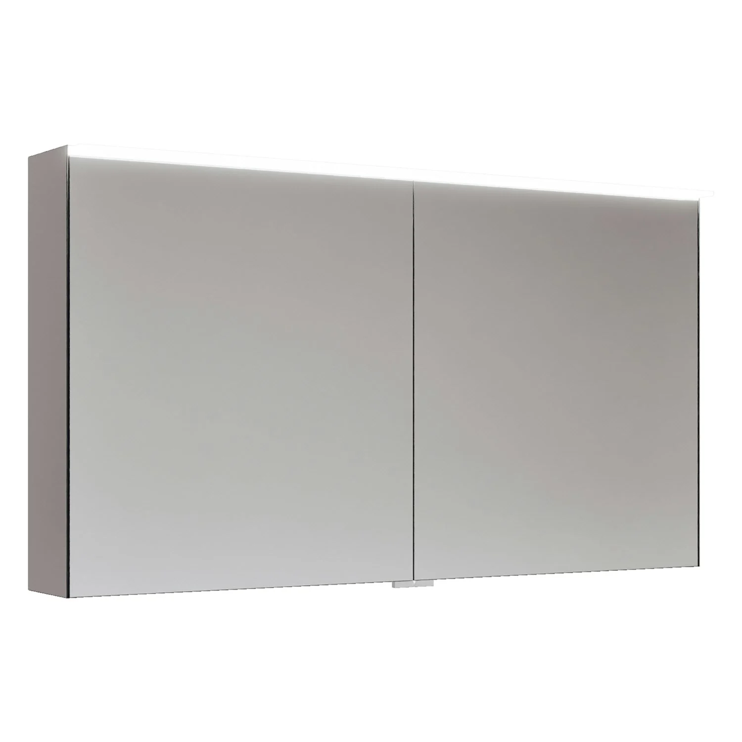 burgbad Fiumo 2.0 Spiegelschrank 120,6 cm mit LED-Aufsatzleuchte und Waschplatzbeleuchtung, 2 Spiegeltüren