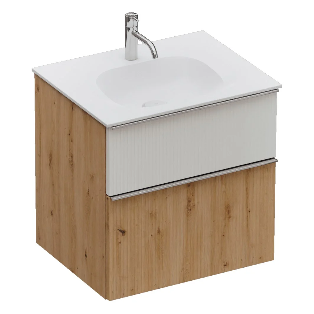 Umywalka z odlewu mineralnego burgbad Fiumo 2.0 z szafką podumywalkową 62 cm, z uchwytem G0146