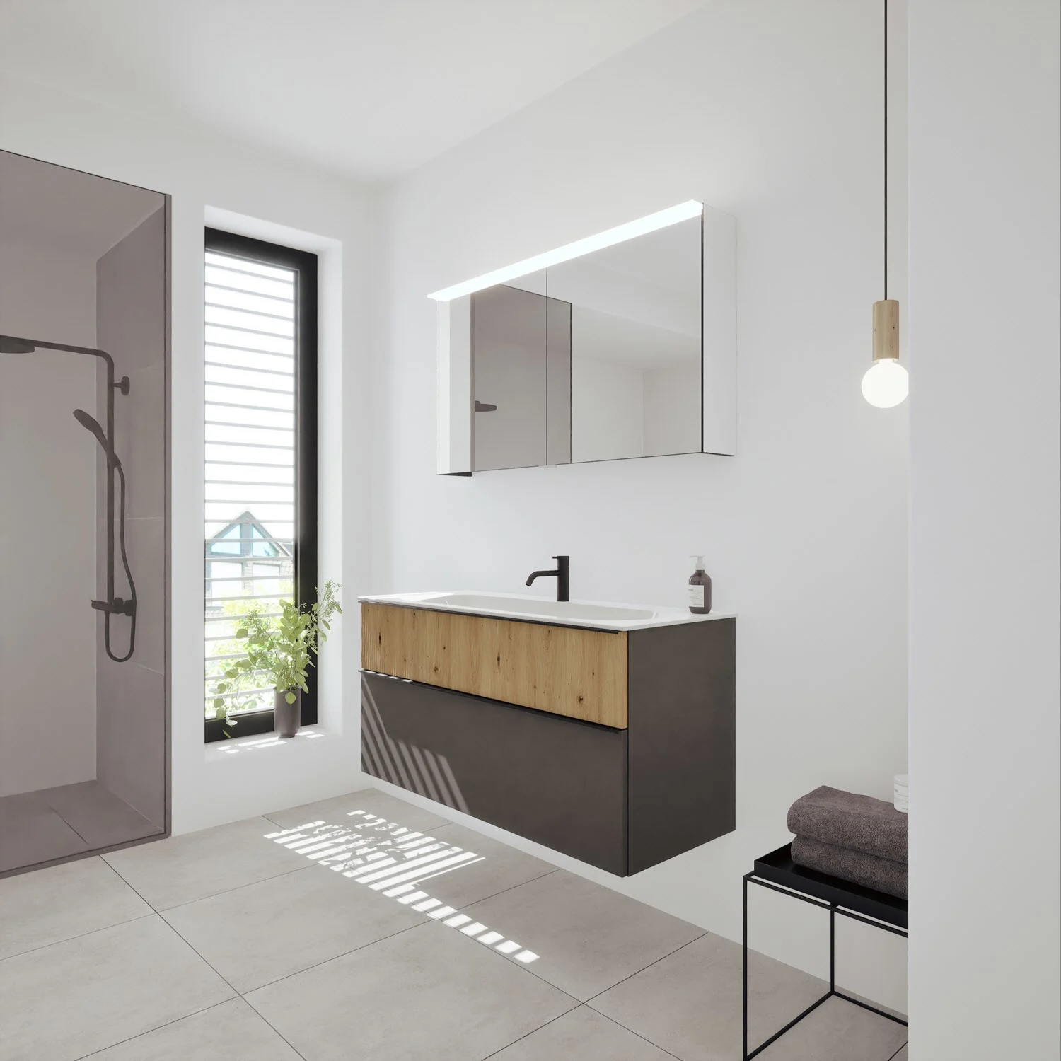 burgbad Fiumo 2.0 Mineralguss-Waschtisch mit Waschtischunterschrank 122 cm, mit Griff G0200 Bild 7