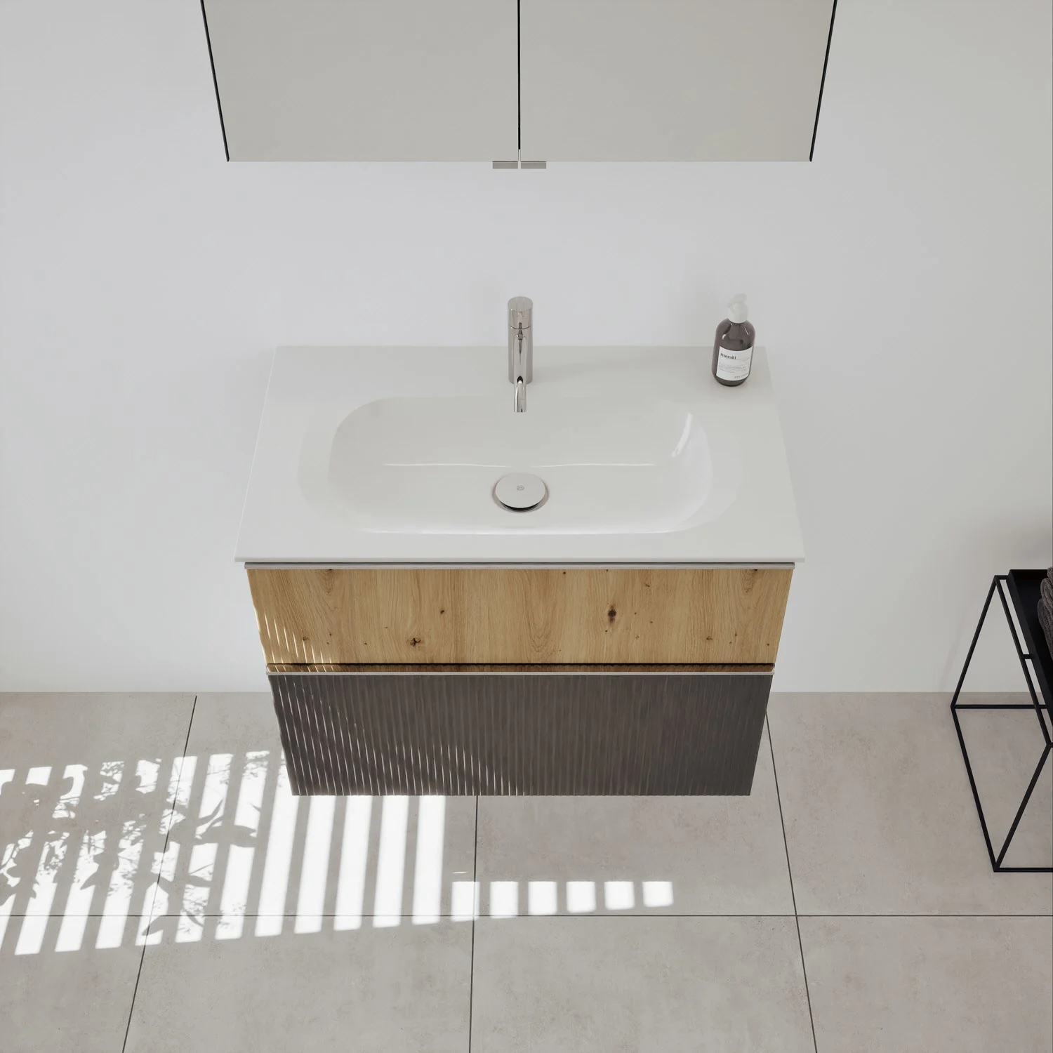 Umywalka z odlewu mineralnego burgbad Fiumo 2.0 z szafką podumywalkową 82 cm, z uchwytem G0146 Zdjęcie 6