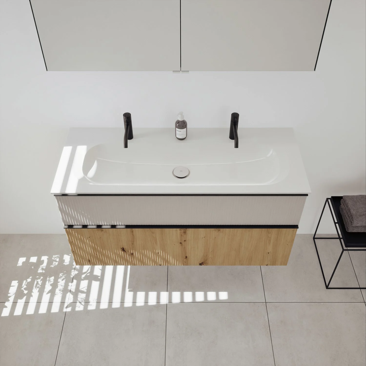 burgbad Fiumo 2.0 Mineralguss-Waschtisch mit Waschtischunterschrank 122 cm, mit Griff G0200 Bild 6