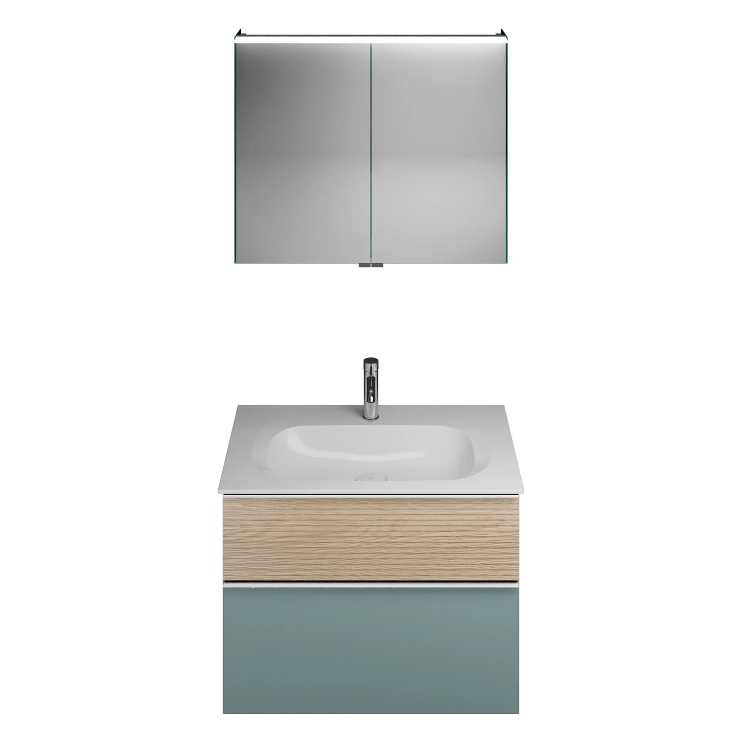 burgbad Fiumo Badmöbel-Set 82 cm mit Waschtisch und Unterschrank  mit Griff G0146 sowie mit Spiegelschrank Bild 2