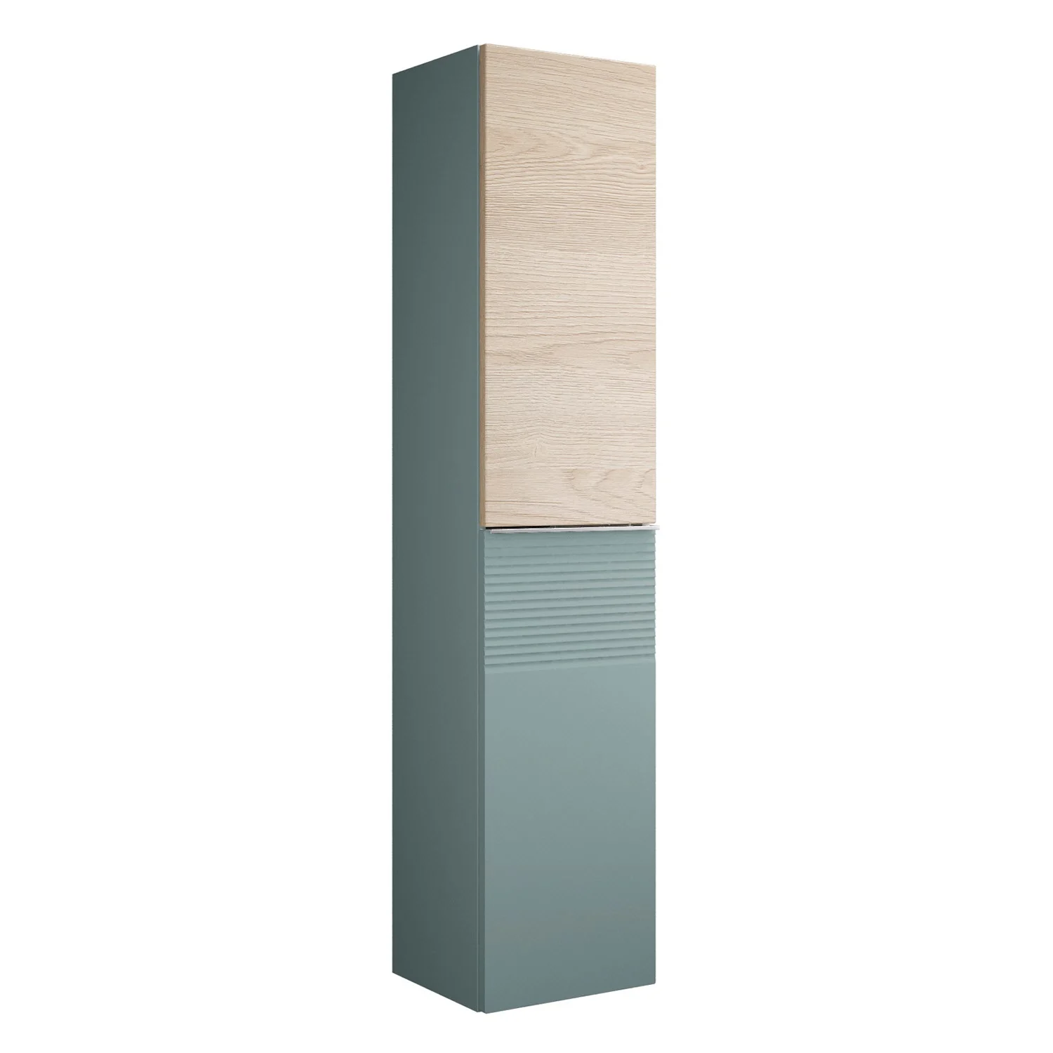 burgbad Fiumo Hochschrank 35 x 32 x 160 cm, 2 Türen, Anschlag links, mit Griff G0146, untere Tür mit Plissée-Struktur