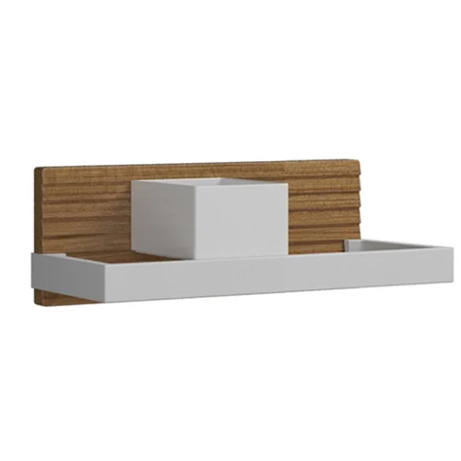 burgbad Fiumo Wandboard mit Metallreling 45 cm, Reling und Box in weiß