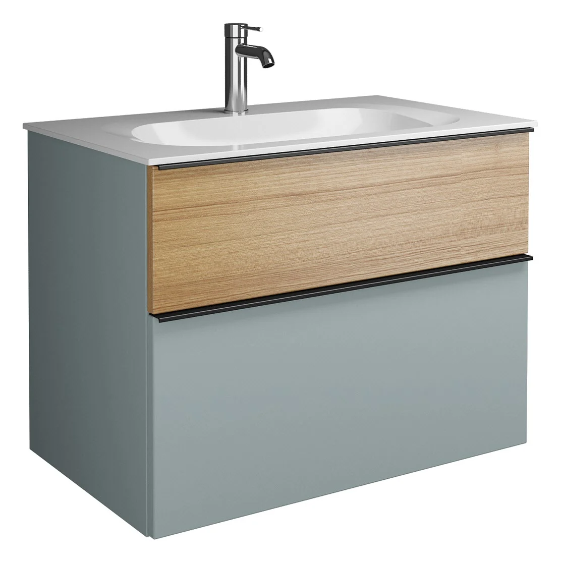 burgbad Fiumo Mineralguss-Waschtisch mit Unterschrank 82 cm, mit Griff G0200