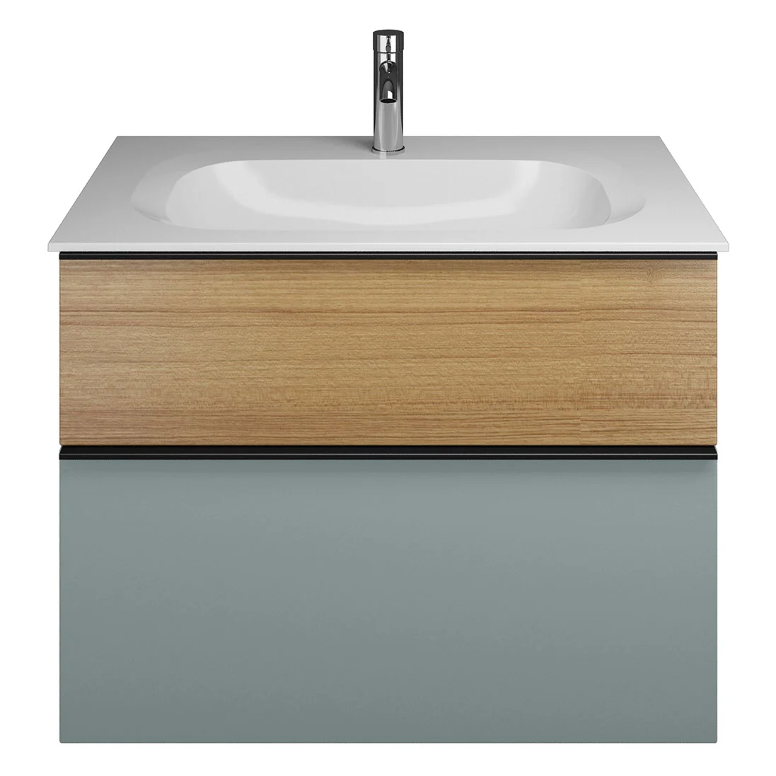 burgbad Fiumo Mineralguss-Waschtisch mit Unterschrank 82 cm, mit Griff G0200 Bild 2