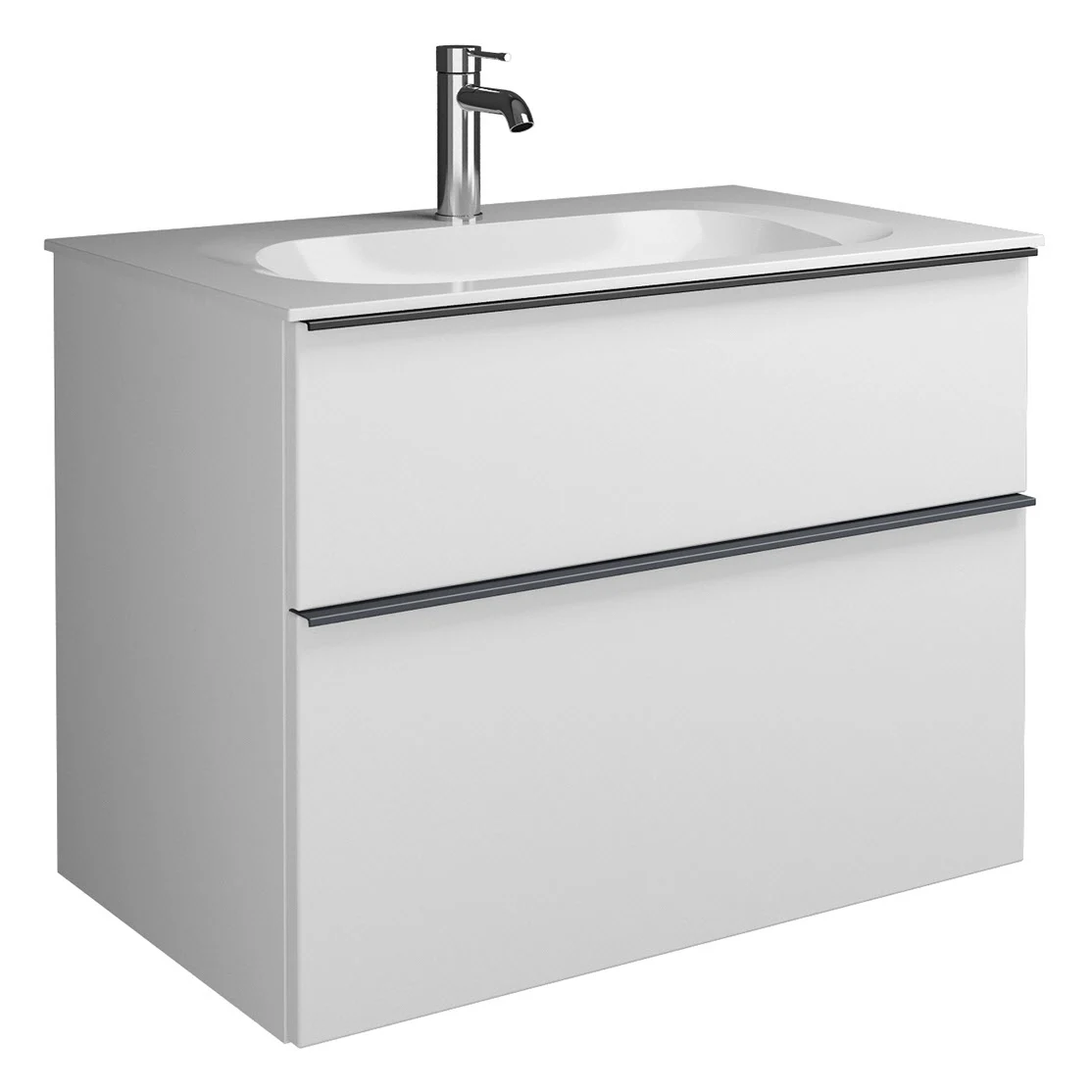 burgbad Fiumo Mineralguss-Waschtisch mit Unterschrank 82 cm, mit Griff G0200 Bild 4