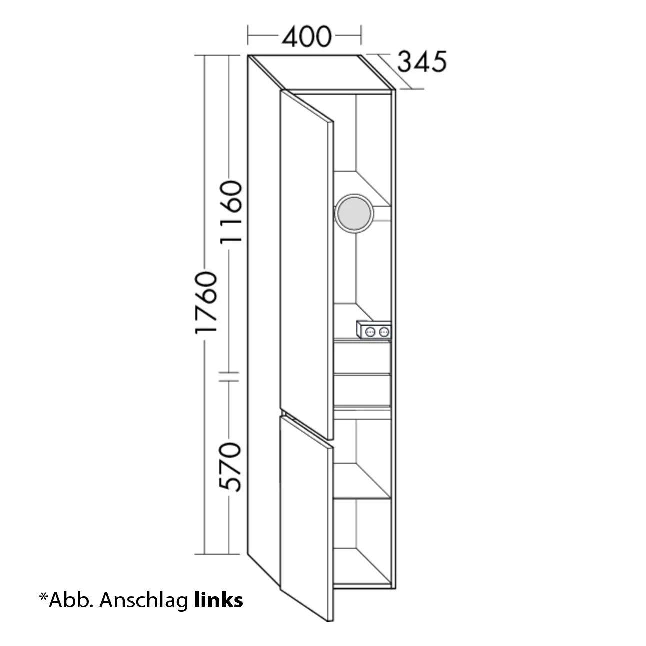 burgbad Lin20 Hochschrank 40 x 34,5 cm, mit 2 Türen, links Bild 5