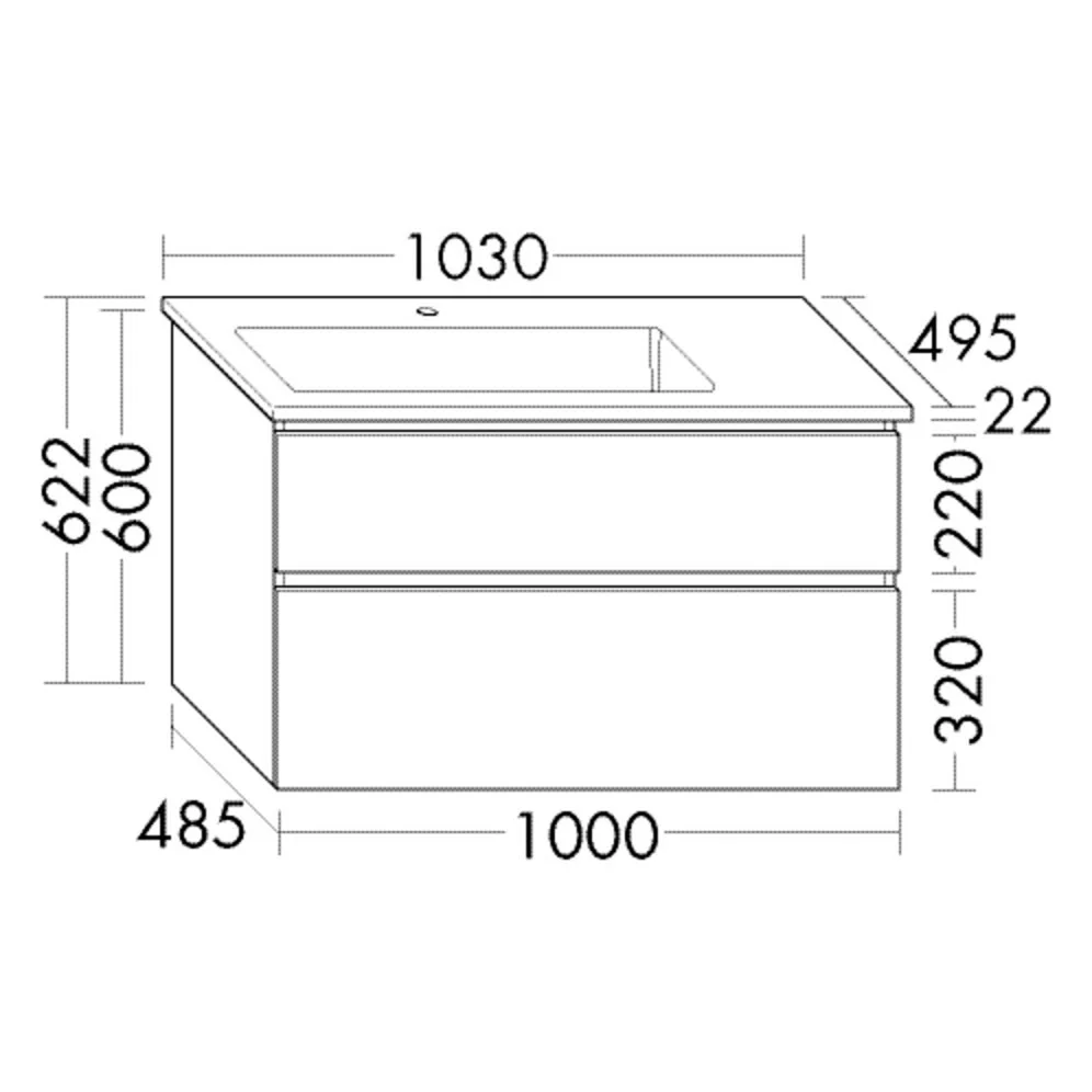 burgbad Lin20 Waschtischunterschrank mit Keramik-Waschtisch 103 cm, 2 Auszüge, links Bild 5