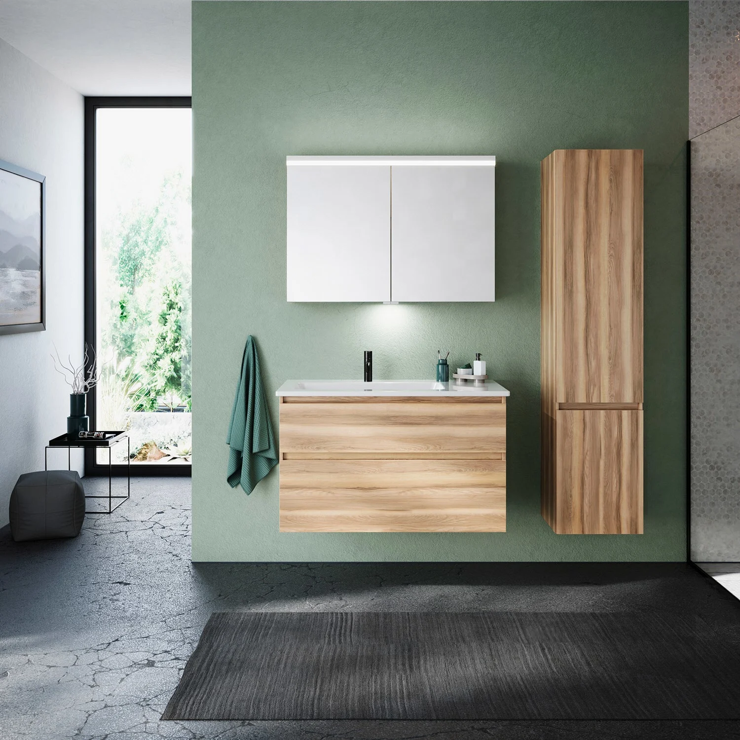 burgbad Lin20 Waschtischunterschrank mit Keramik-Waschtisch 103 cm, 2 Auszüge, links Bild 13