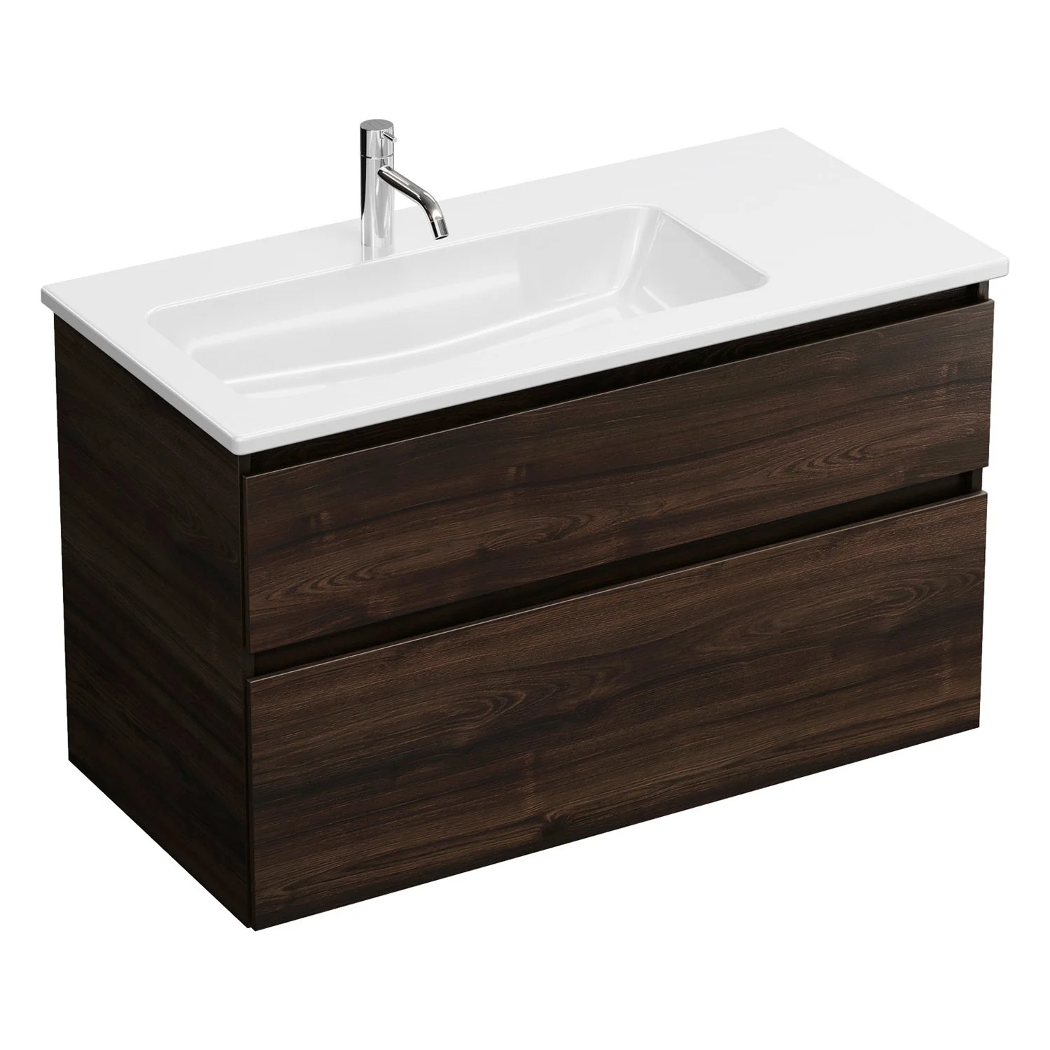 burgbad Lin20 Waschtischunterschrank mit Keramik-Waschtisch 103 cm, 2 Auszüge, links