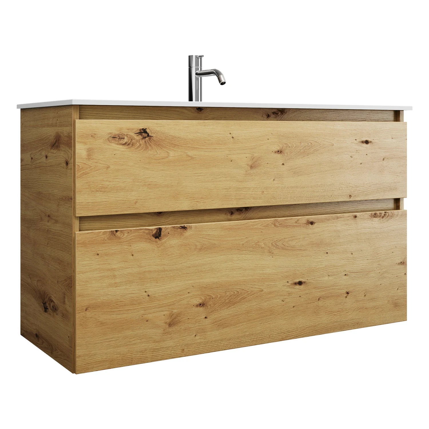 Szafka pod umywalkę w wyglądzie dębu, widok z boku, Burgbad