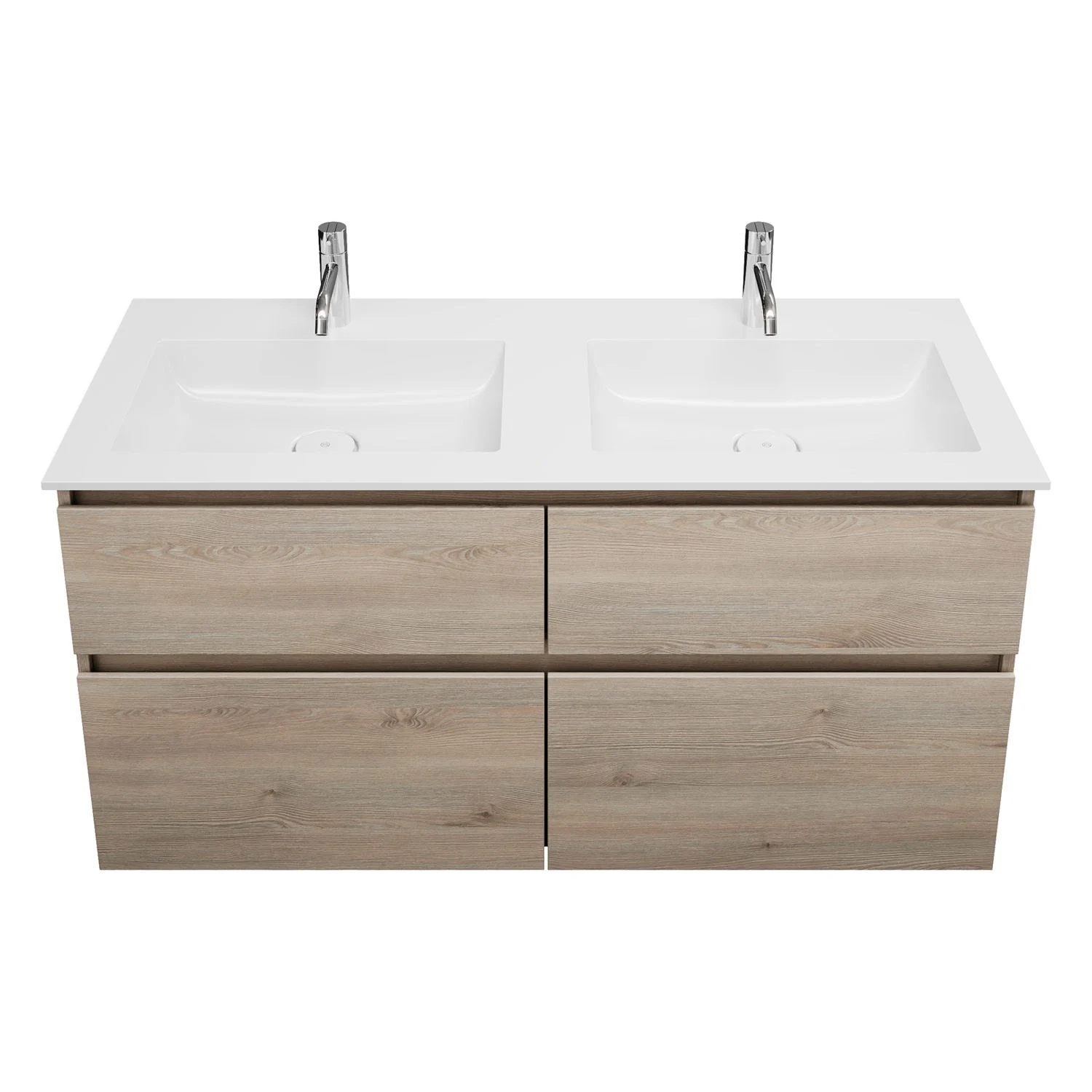 burgbad Lin20 Waschtischunterschrank mit Mineralguss-Doppelwaschtisch 122 cm, 4 Auszüge, links und rechts Bild 3