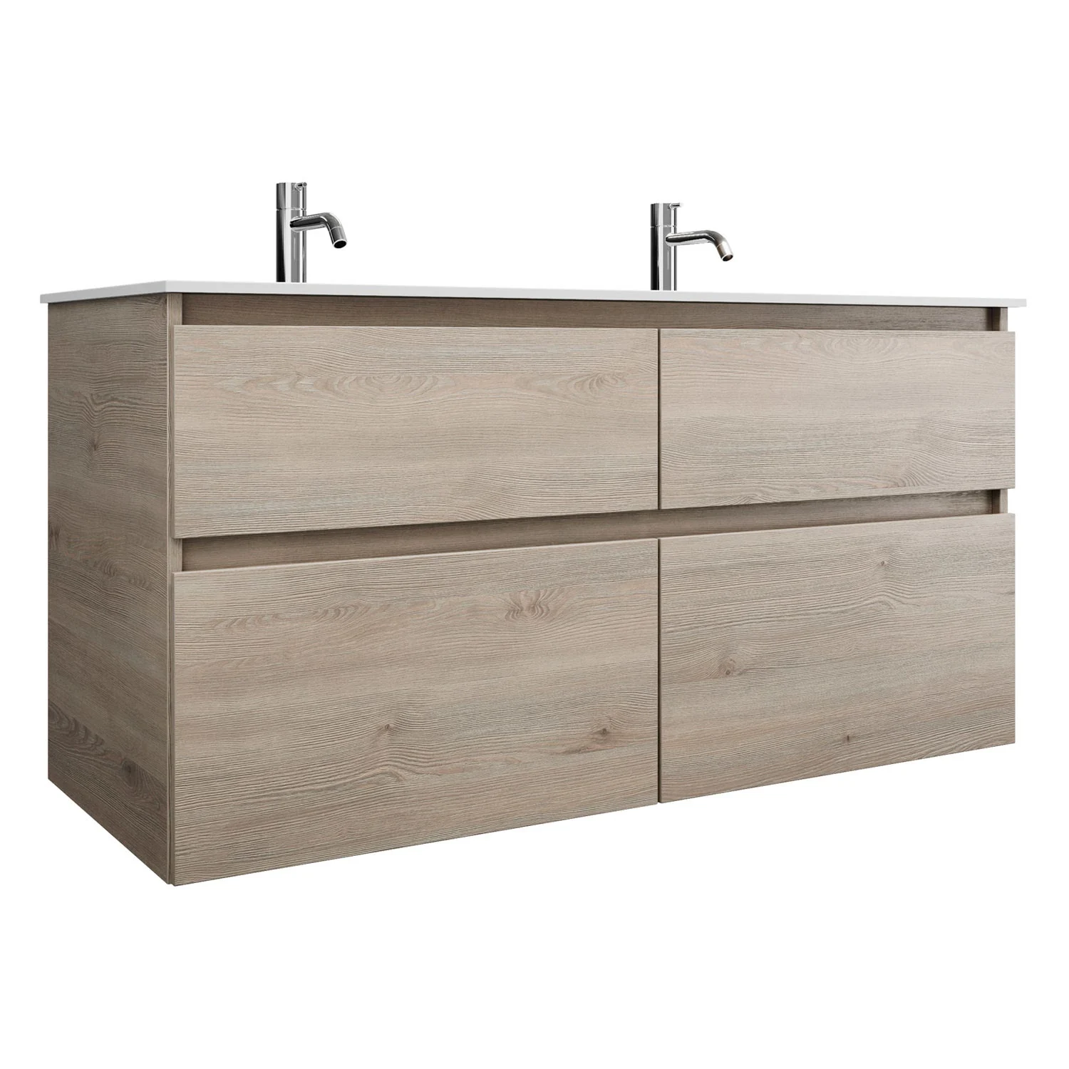 burgbad Lin20 Waschtischunterschrank mit Mineralguss-Doppelwaschtisch 122 cm, 4 Auszüge, links und rechts Bild 2