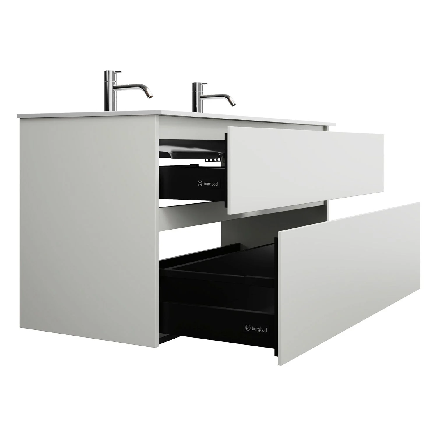 burgbad Lin20 Waschtischunterschrank mit Mineralguss-Waschtisch 122 cm, 2 Auszüge Bild 6