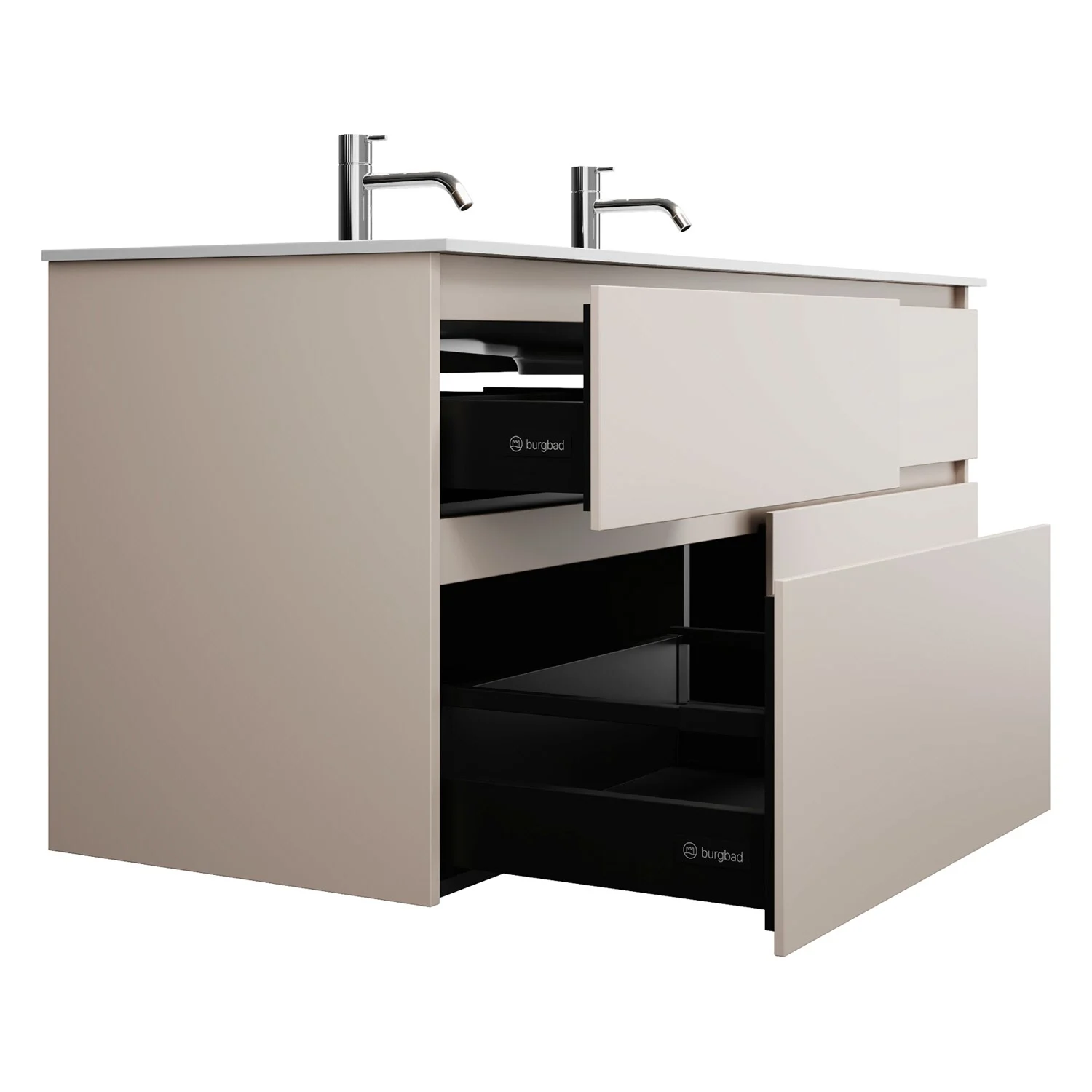 burgbad Lin20 Waschtischunterschrank mit Mineralguss-Waschtisch 142 cm, 4 Auszüge Bild 6