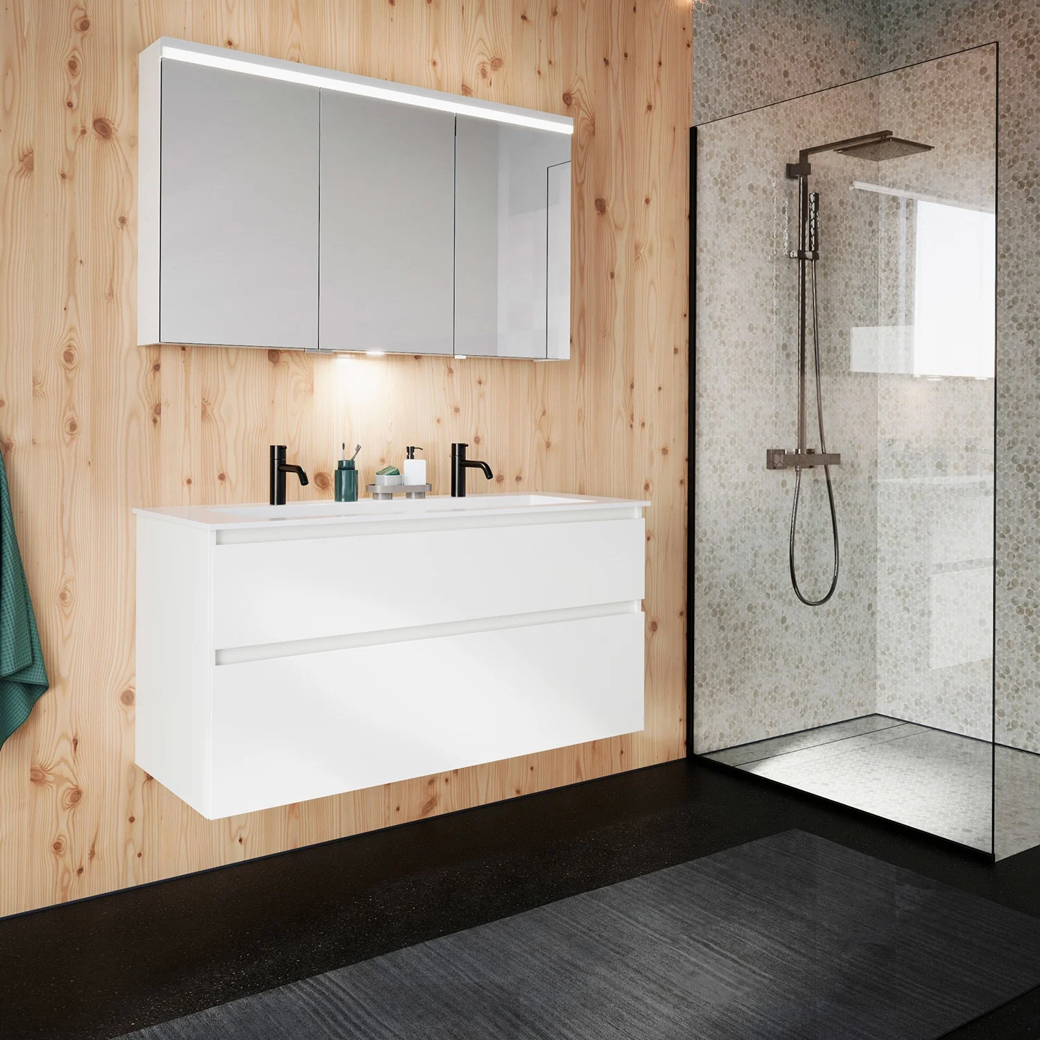 burgbad Lin20 Waschtischunterschrank mit Mineralguss-Waschtisch 122 cm, 2 Auszüge Bild 12