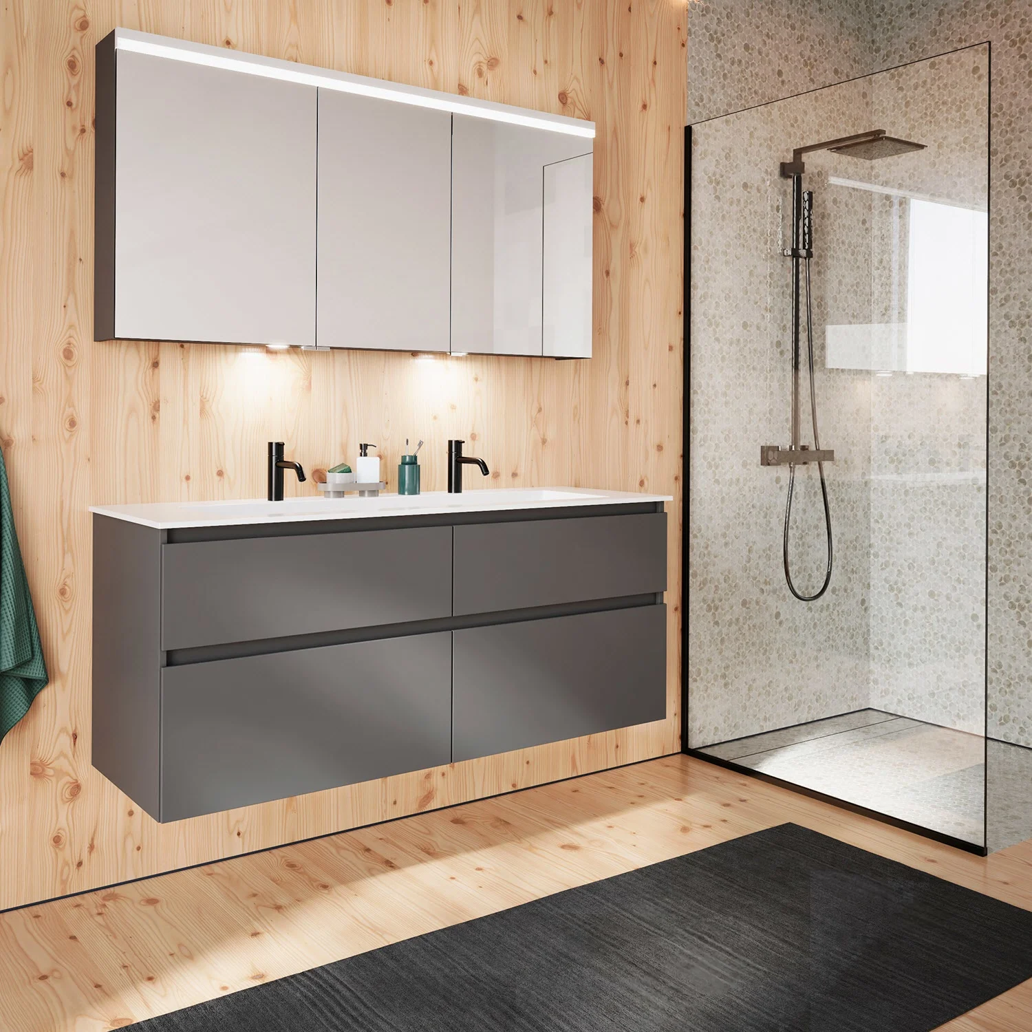 burgbad Lin20 Waschtischunterschrank mit Mineralguss-Waschtisch 142 cm, 4 Auszüge Bild 12