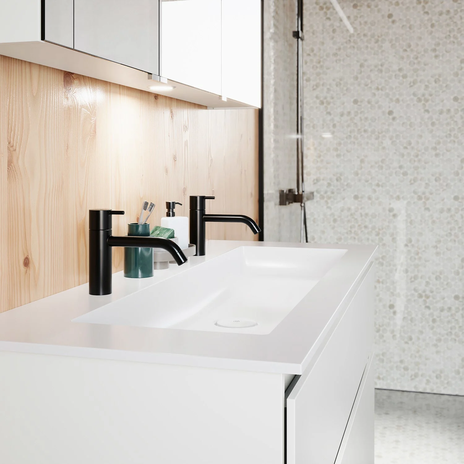 burgbad Lin20 Waschtischunterschrank mit Mineralguss-Waschtisch 122 cm, 2 Auszüge Bild 10