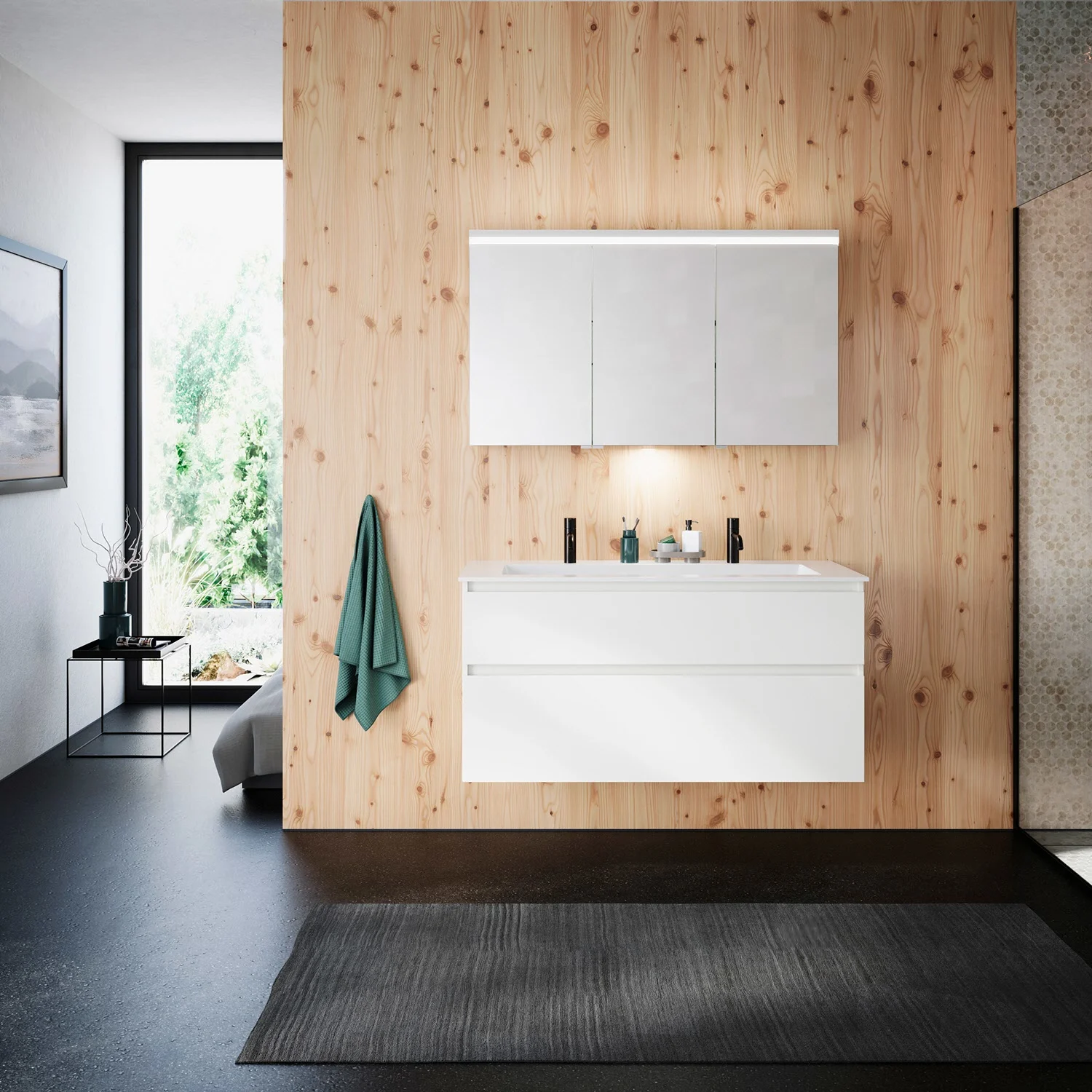 burgbad Lin20 Waschtischunterschrank mit Mineralguss-Waschtisch 122 cm, 2 Auszüge Bild 13