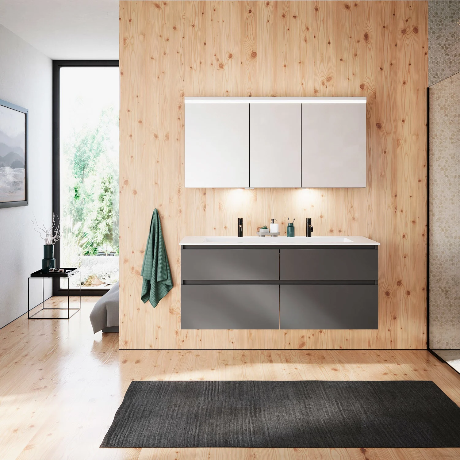 burgbad Lin20 Waschtischunterschrank mit Mineralguss-Waschtisch 142 cm, 4 Auszüge Bild 13