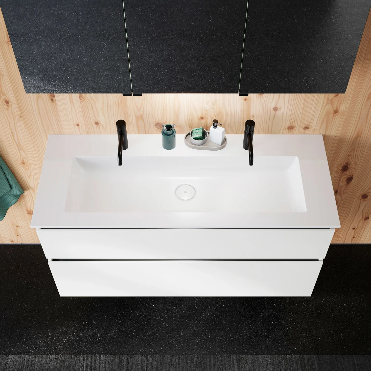 burgbad Lin20 Waschtischunterschrank mit Mineralguss-Waschtisch 122 cm, 2 Auszüge Bild 11