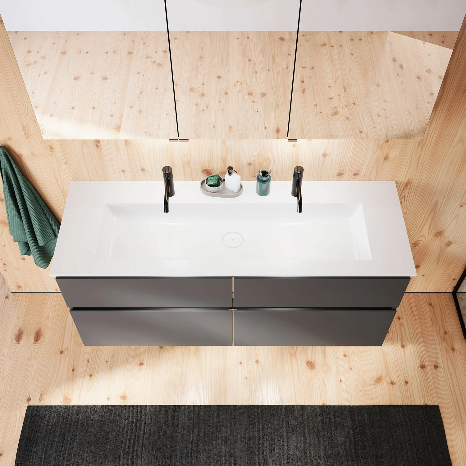 burgbad Lin20 Waschtischunterschrank mit Mineralguss-Waschtisch 142 cm, 4 Auszüge Bild 11