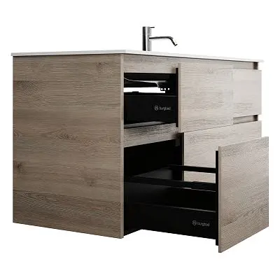 burgbad Lin20 Waschtischunterschrank mit Mineralguss-Waschtisch 122 cm, 4 Auszüge, rechts Bild 7