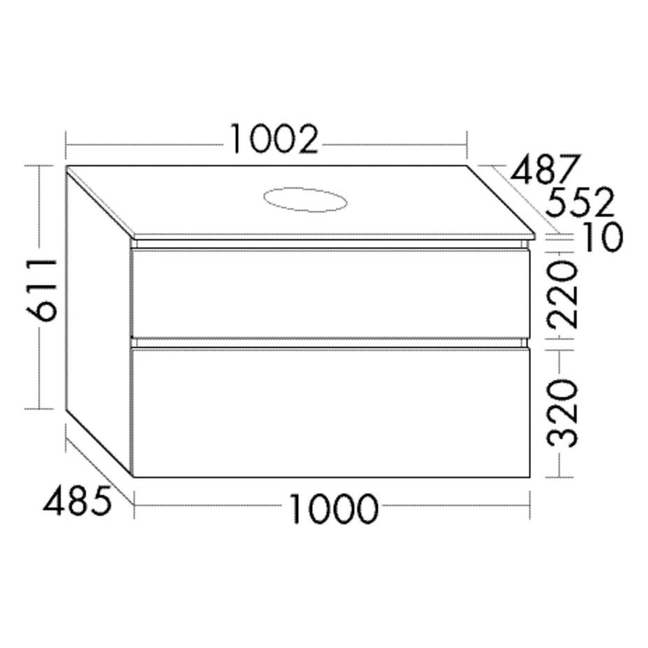 burgbad Lin20 Waschtischunterschrank mit Konsolenplatte 100 cm, 2 Auszüge, Beckenausschnitt mittig Bild 5