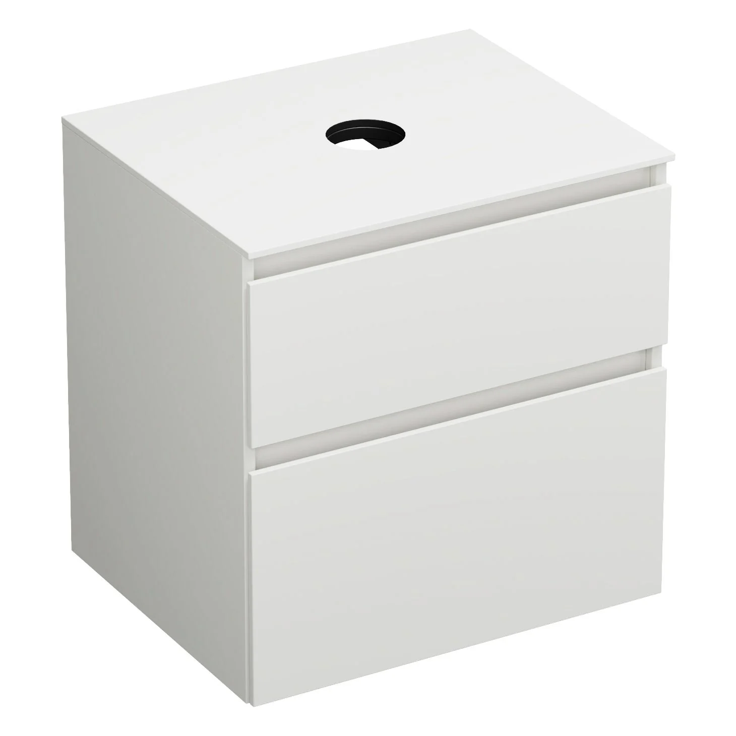 burgbad Lin20 Waschtischunterschrank mit Konsolenplatte 60 cm, 2 Auszüge, Beckenausschnitt mittig