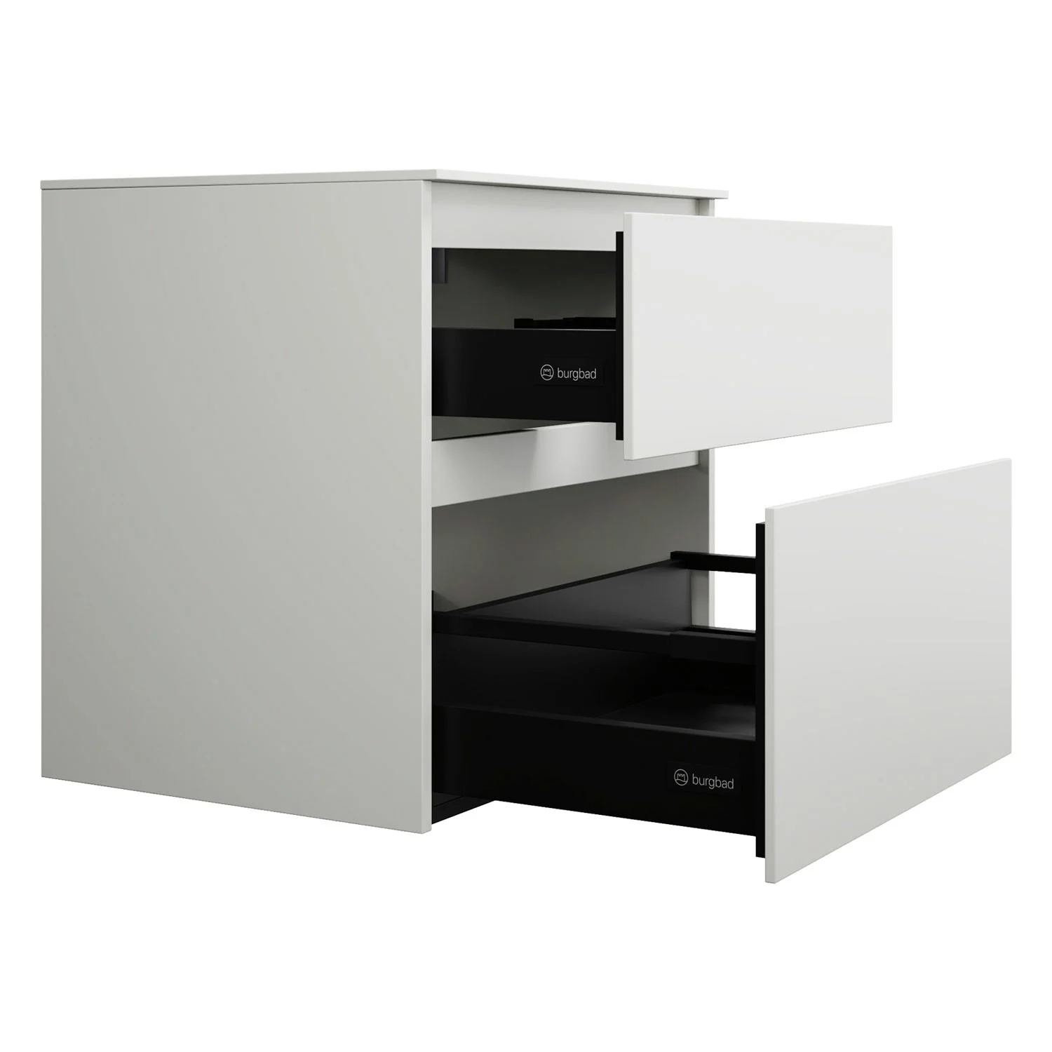 burgbad Lin20 Waschtischunterschrank mit Konsolenplatte 60 cm, 2 Auszüge, Beckenausschnitt mittig Bild 6