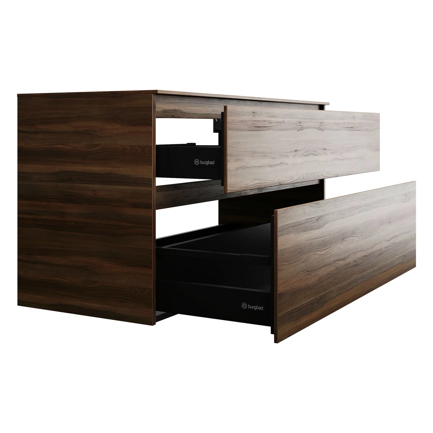 burgbad Lin20 Waschtischunterschrank mit Konsolenplatte 120 cm, 2 Auszüge, Beckenausschnitt mittig Bild 6