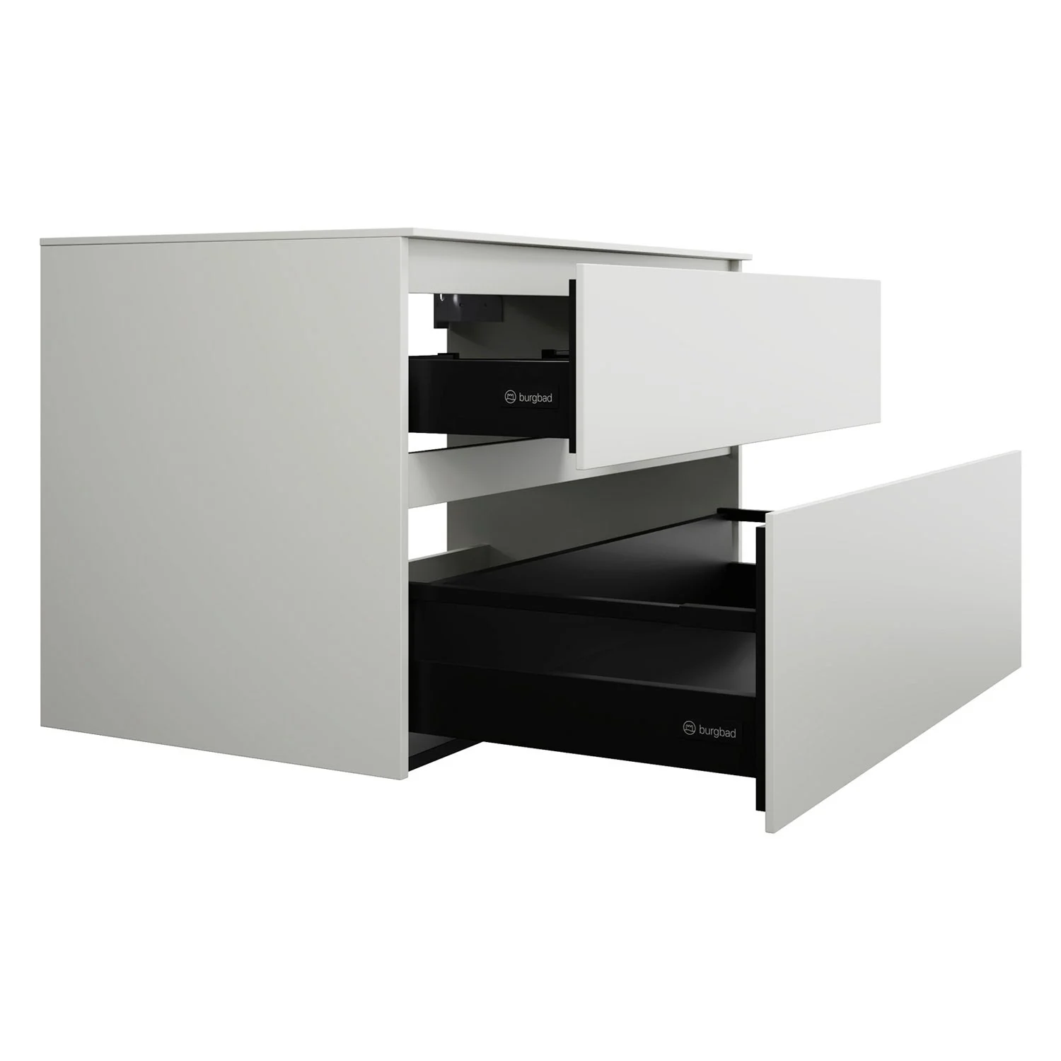 burgbad Lin20 Waschtischunterschrank mit Konsolenplatte 100 cm, 2 Auszüge, Beckenausschnitt mittig Bild 6