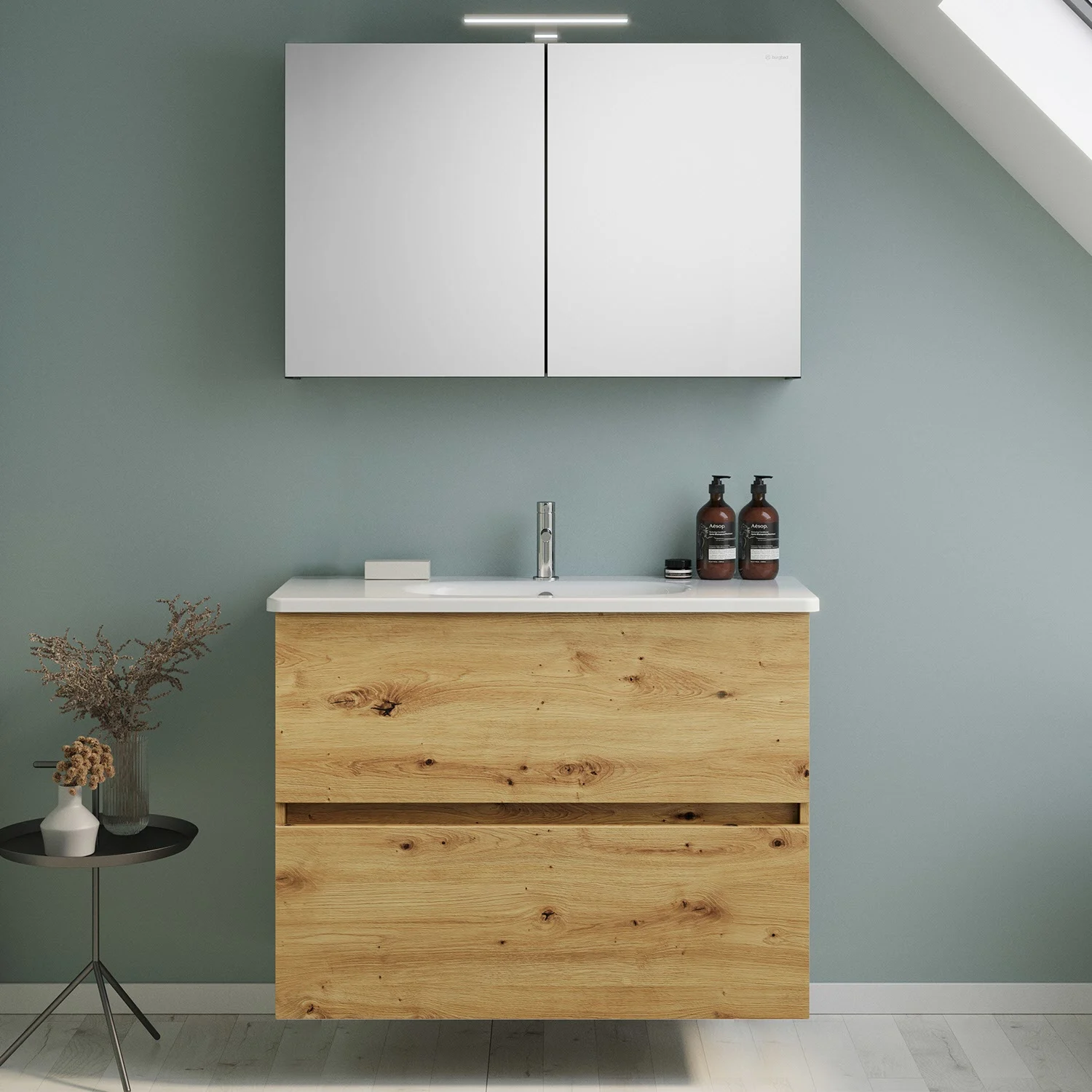 burgbad Liniq Badmöbel Set 100,5 cm mit LED-Spiegelschrank