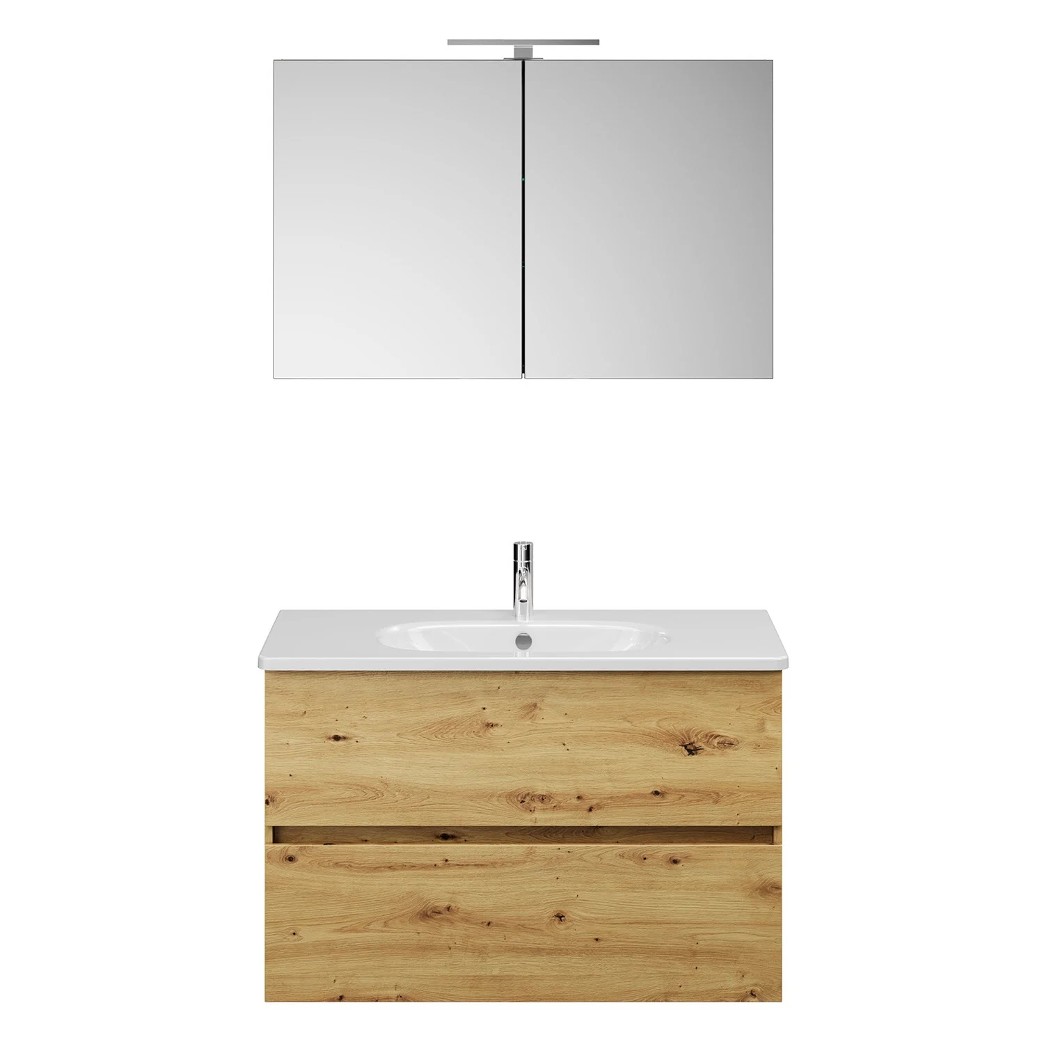 burgbad Liniq Badmöbel Set 100,5 cm mit LED-Spiegelschrank Bild 2